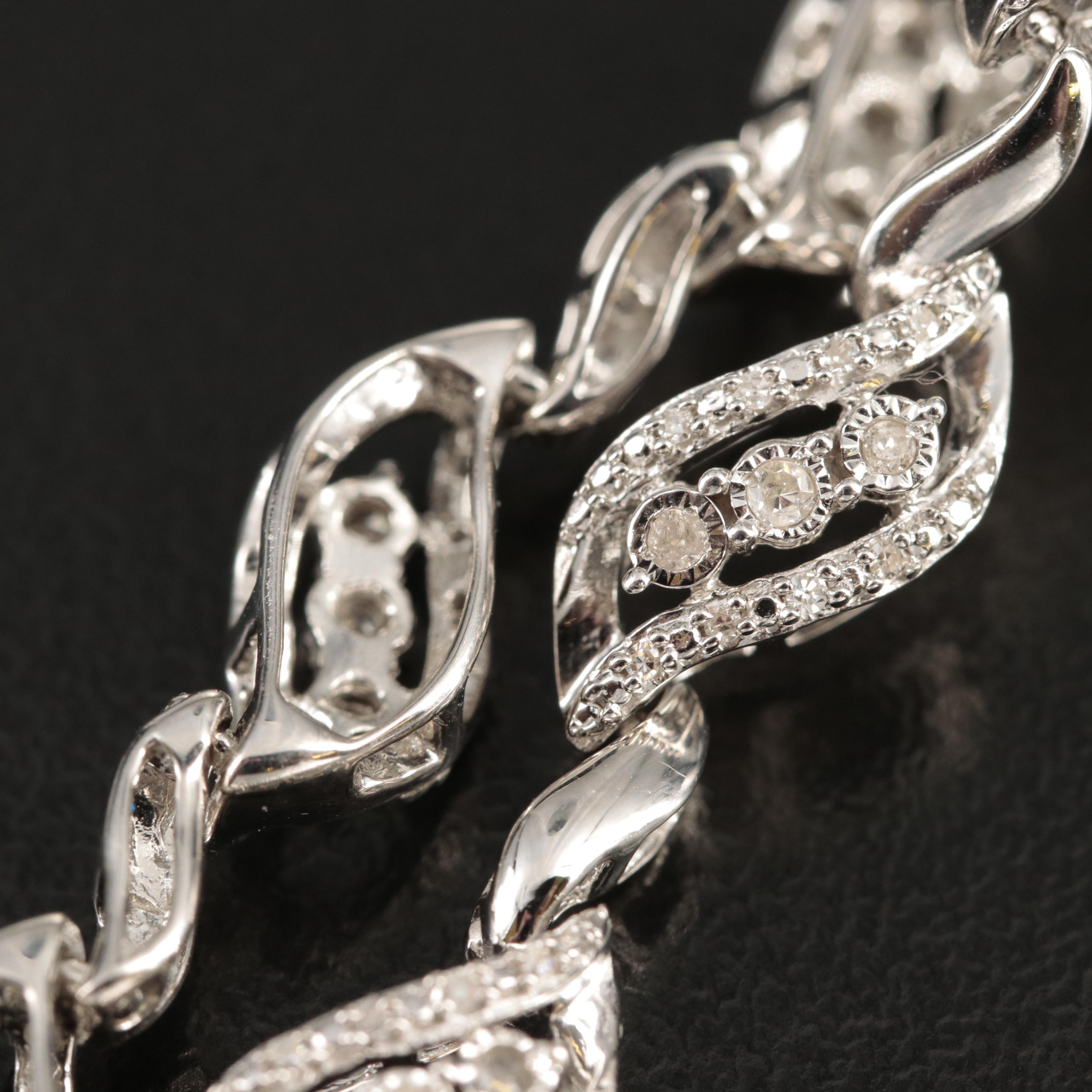 Sterling Diamond Link Bracelet