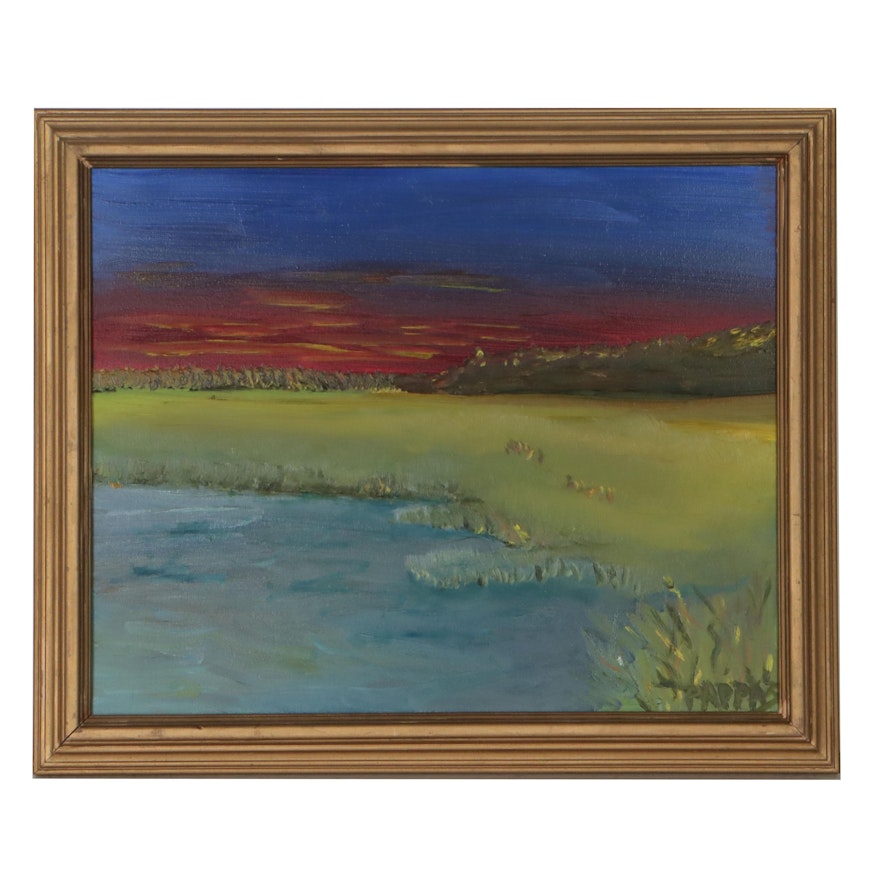 Pappas Sunset Landscape Oil Painting
