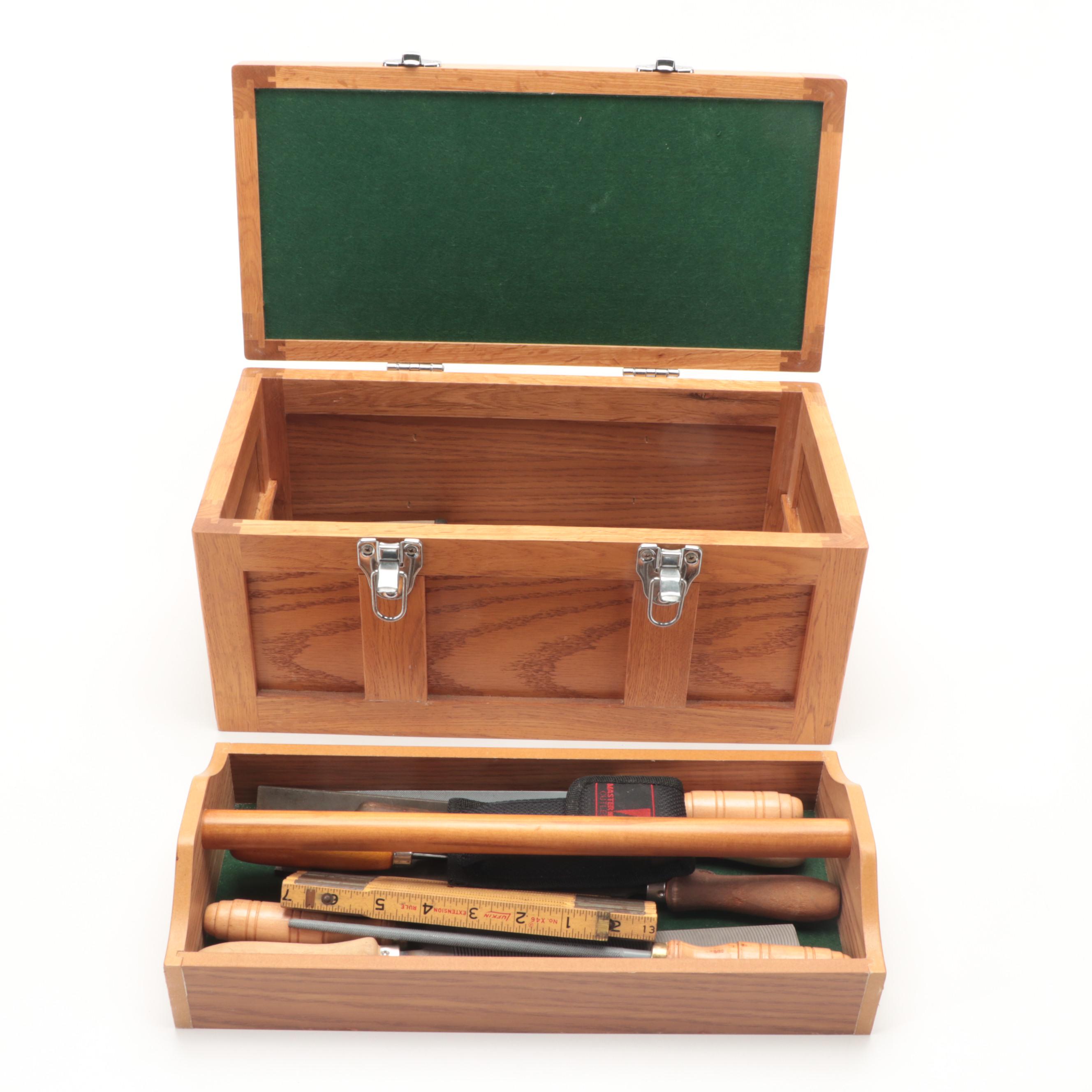 Oak Machinist's Tool Chest, Tap Wrench and Die Set, Black + Decker Jig Saw