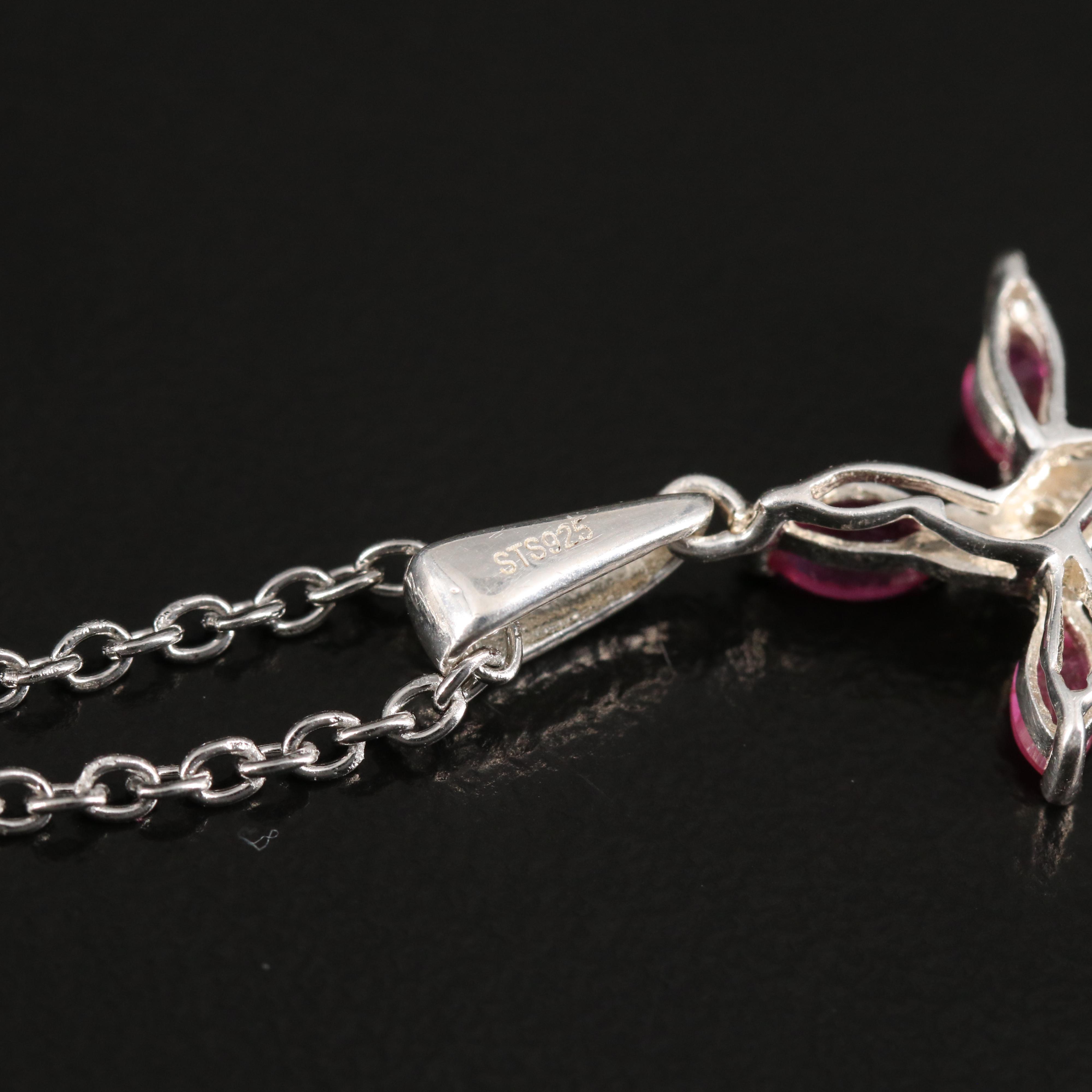 Sterling Pendant Necklaces Including Corundum, Diamonds and Emeralds