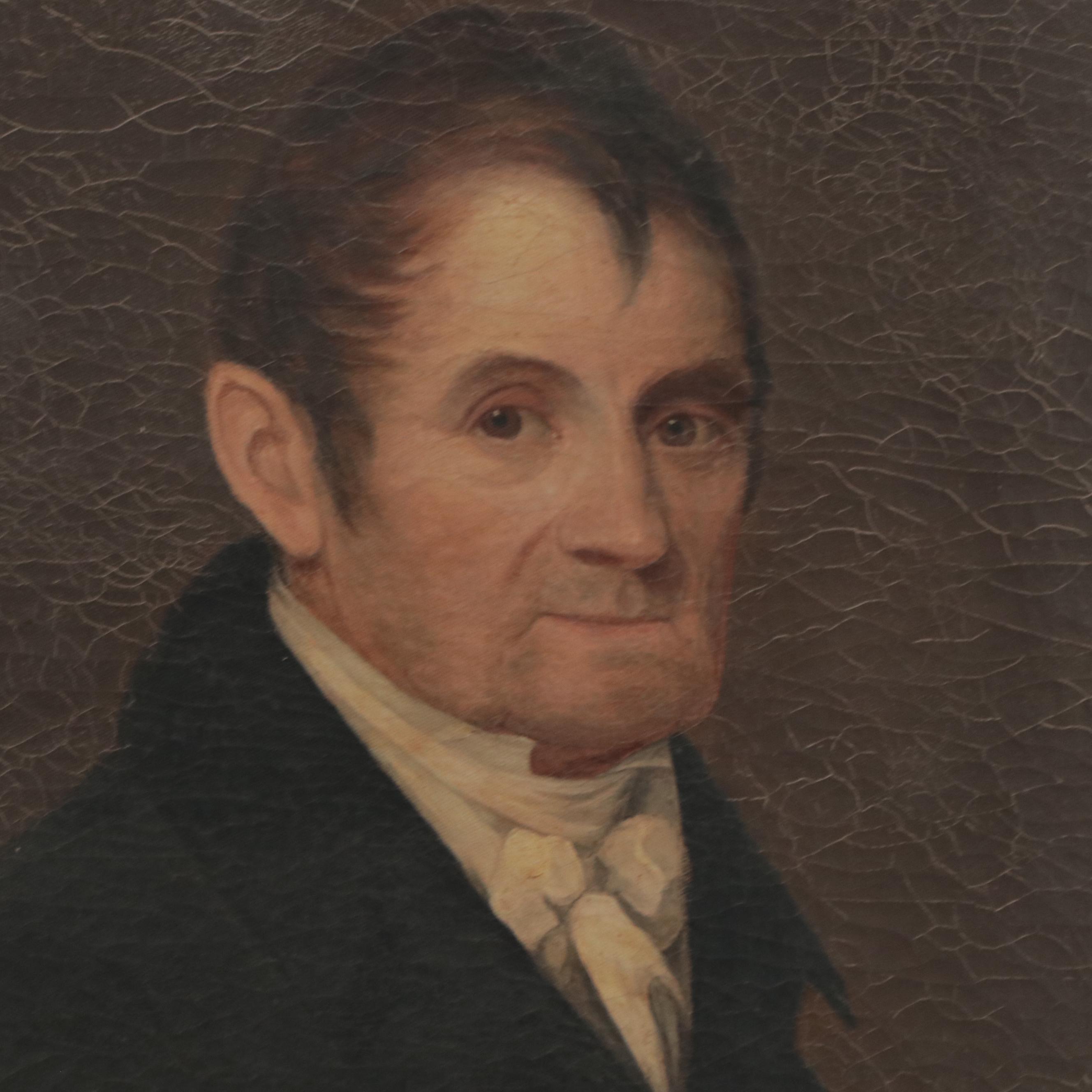 Portrait Oil Painting of a Gentleman with Child Portrait to Verso, 19th Century