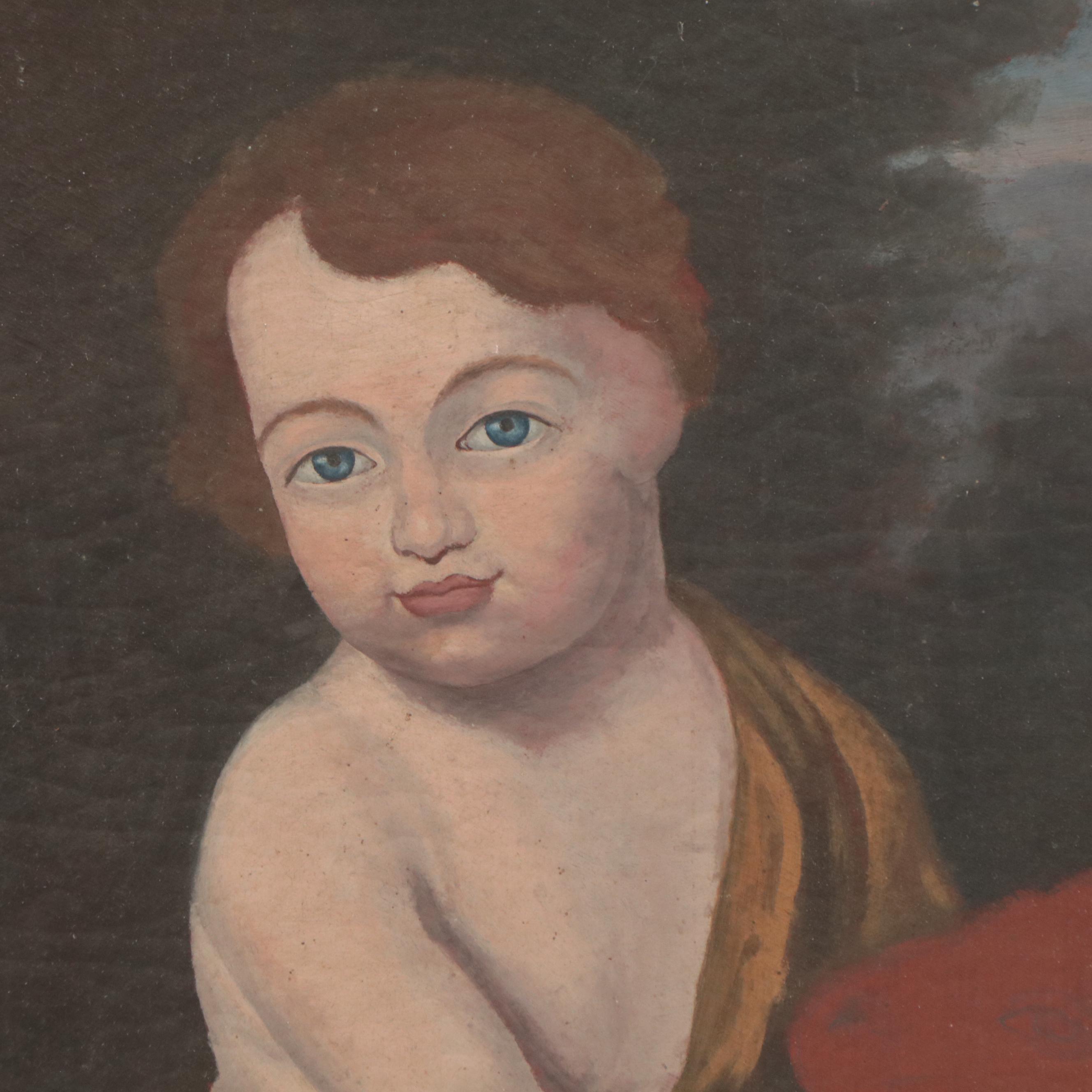 Portrait Oil Painting of a Gentleman with Child Portrait to Verso, 19th Century