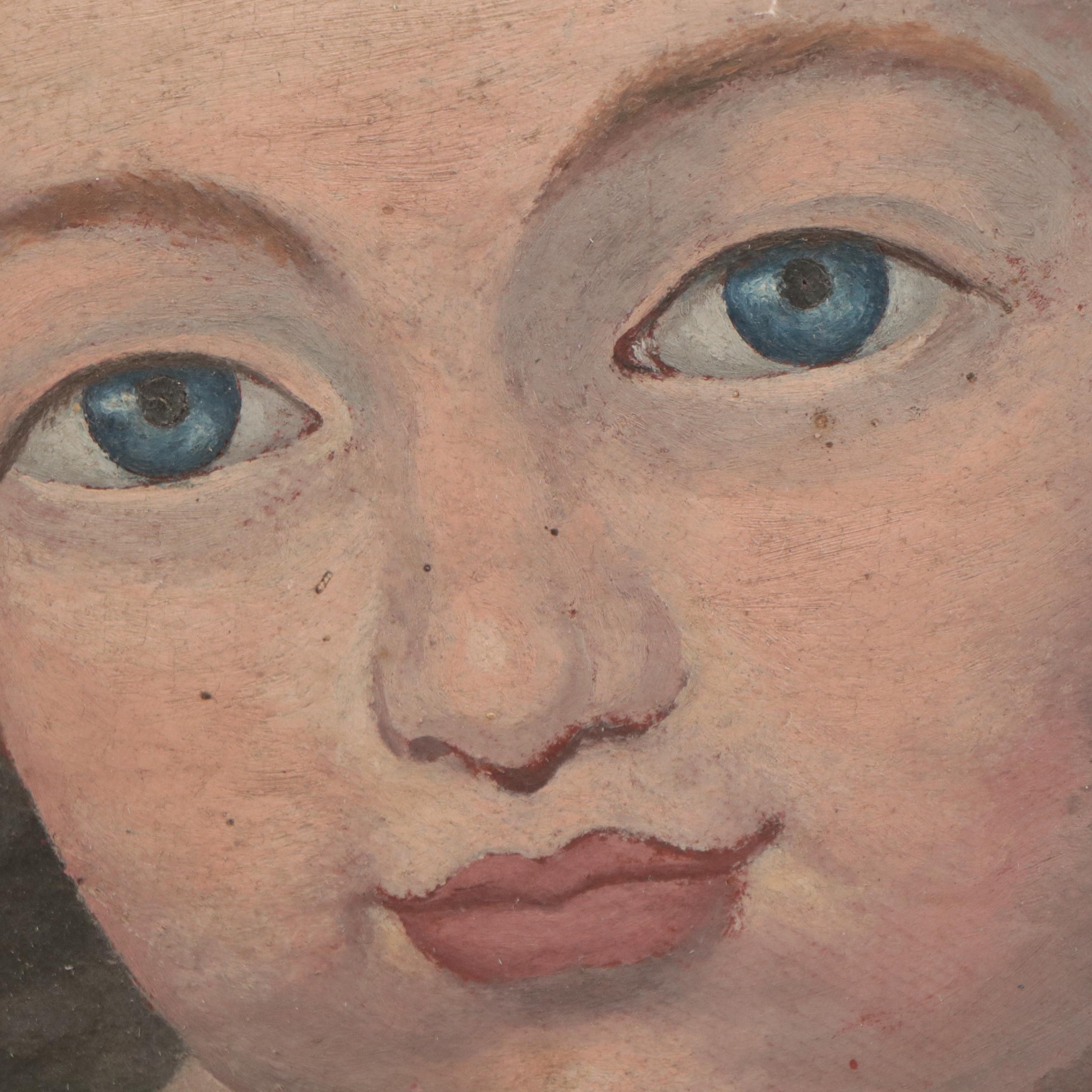 Portrait Oil Painting of a Gentleman with Child Portrait to Verso, 19th Century