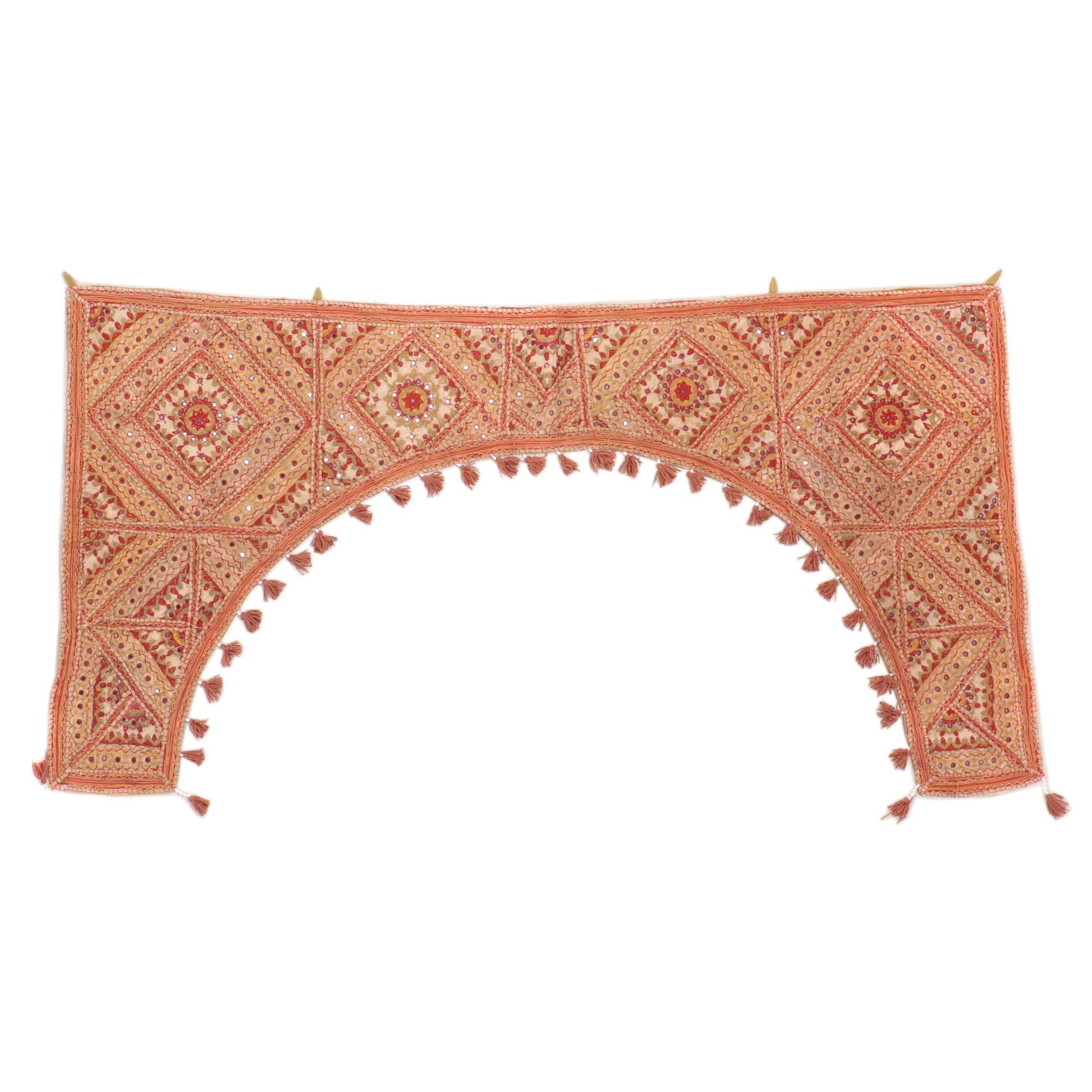 Indian Shisha Mirror Work Arched Door Valance Toran Textile