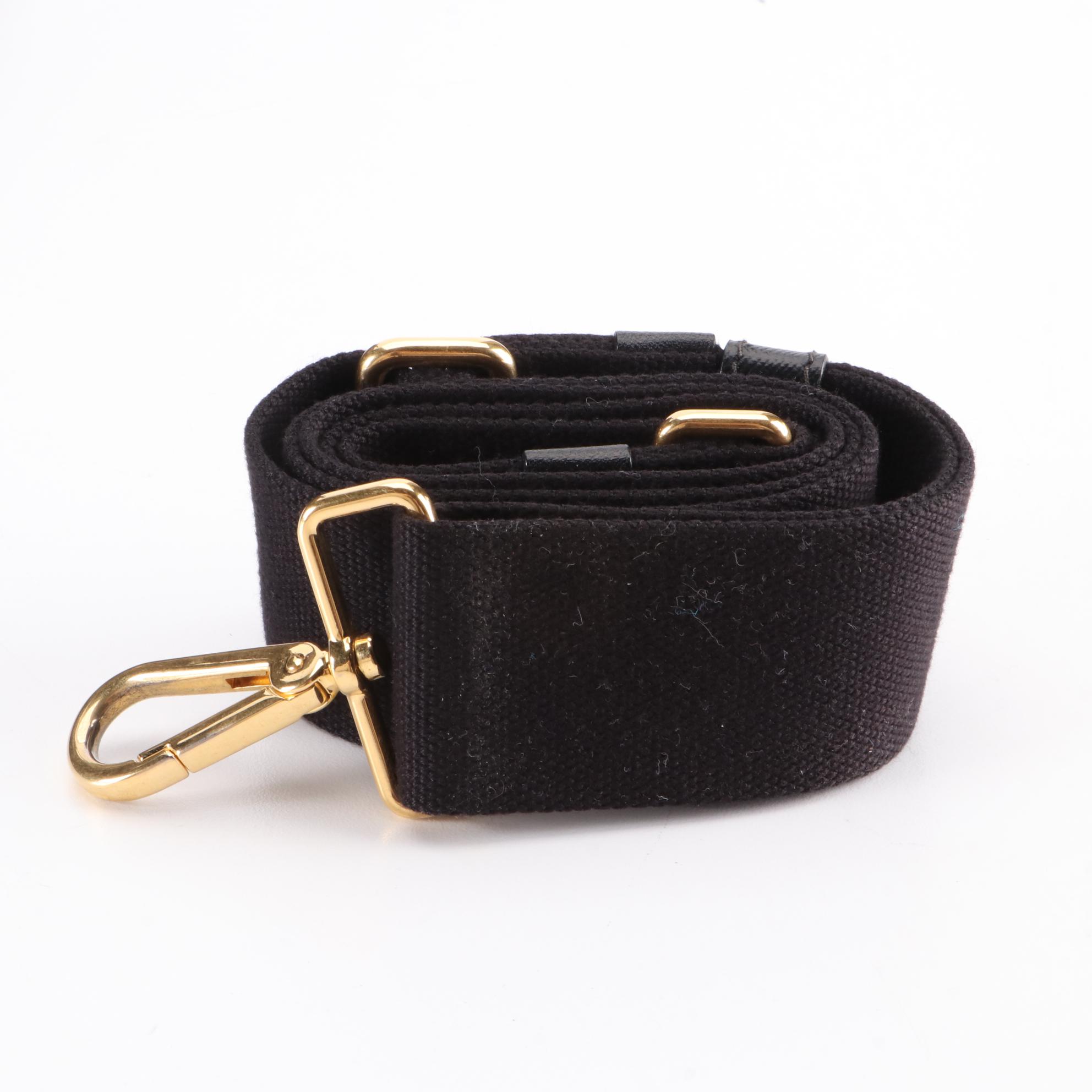 Prada Logo Tote Bag in Black Cotton Canvas with Shoulder Strap