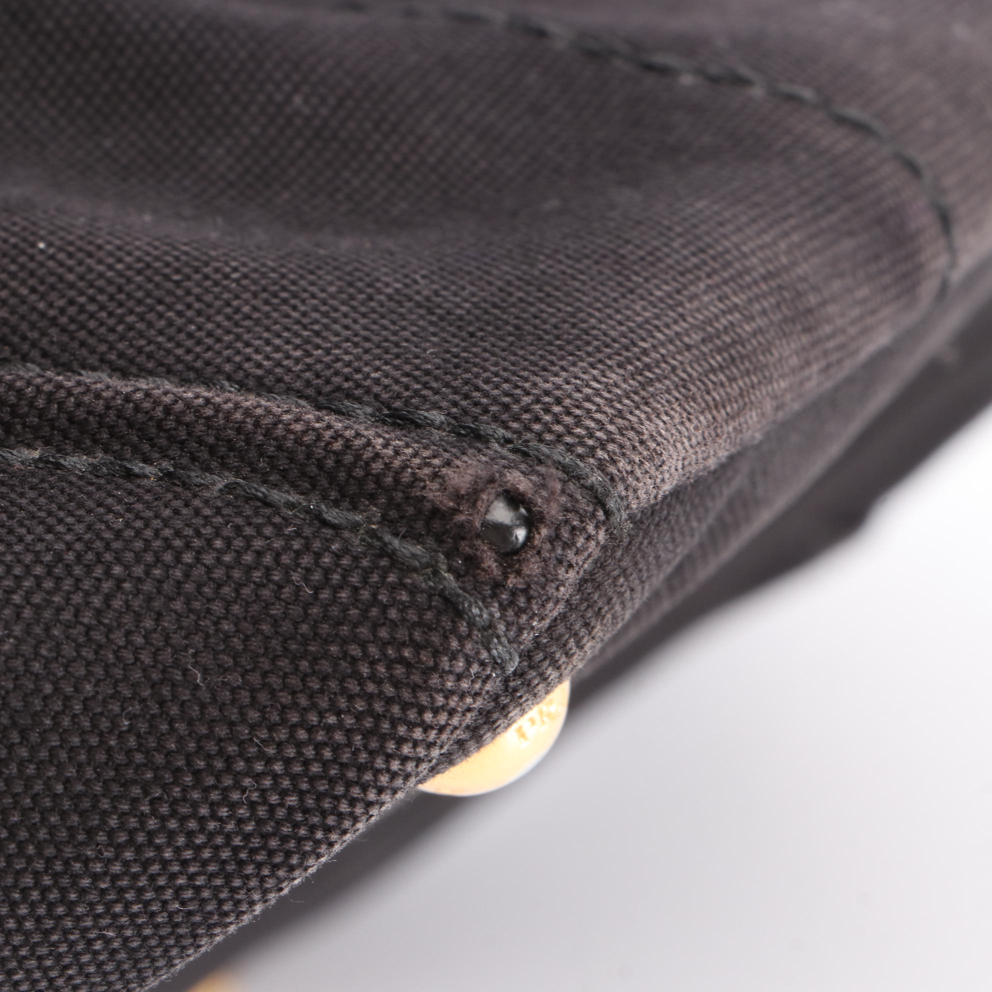 Prada Logo Tote Bag in Black Cotton Canvas with Shoulder Strap