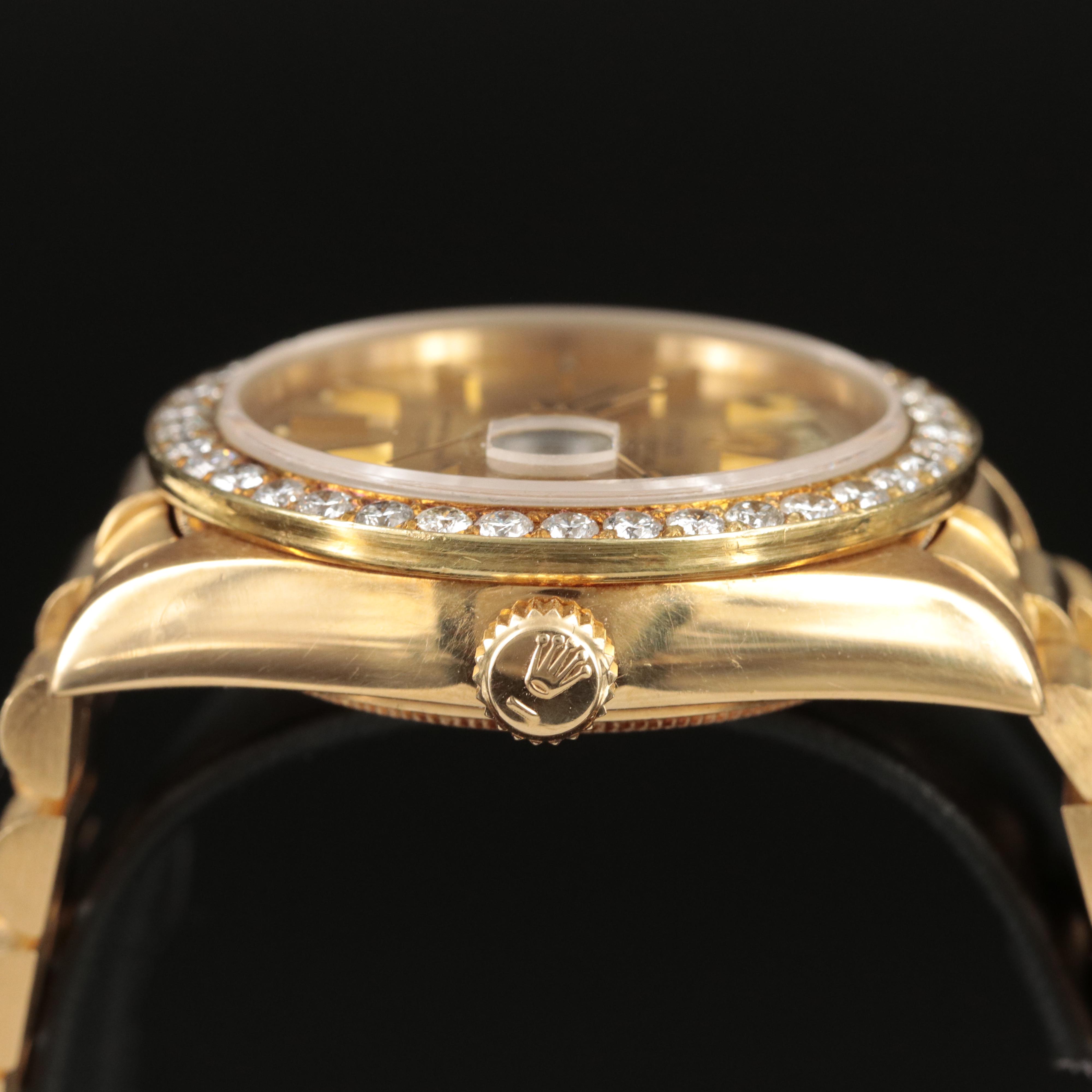 18K Rolex Day-Date President 2.50 CTW Diamond Bezel Watch