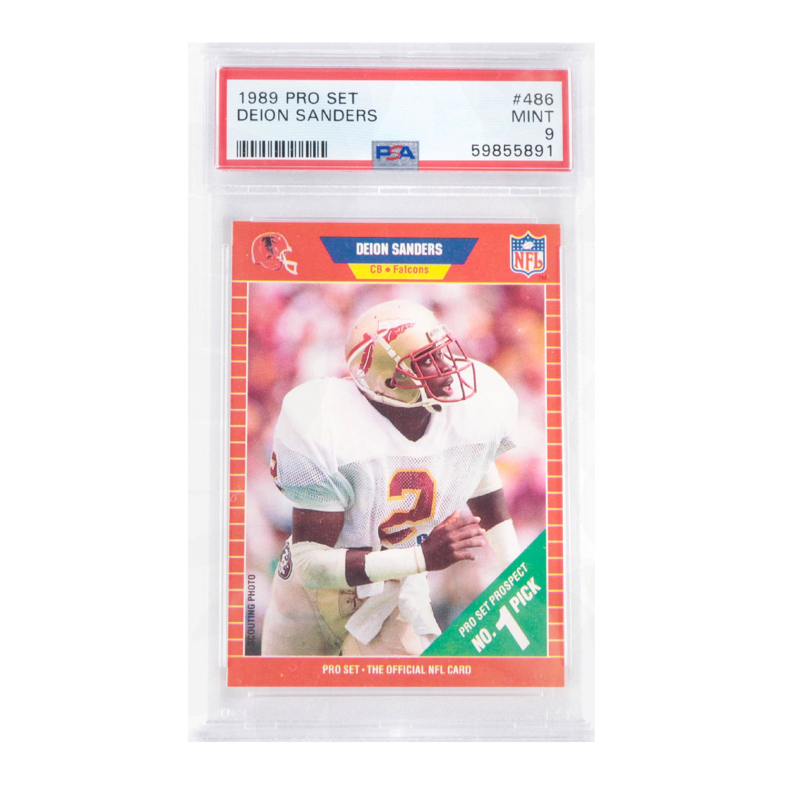 1989 NFL Pro Set Deion Sanders #486 Graded PSA 9 Mint Football Card