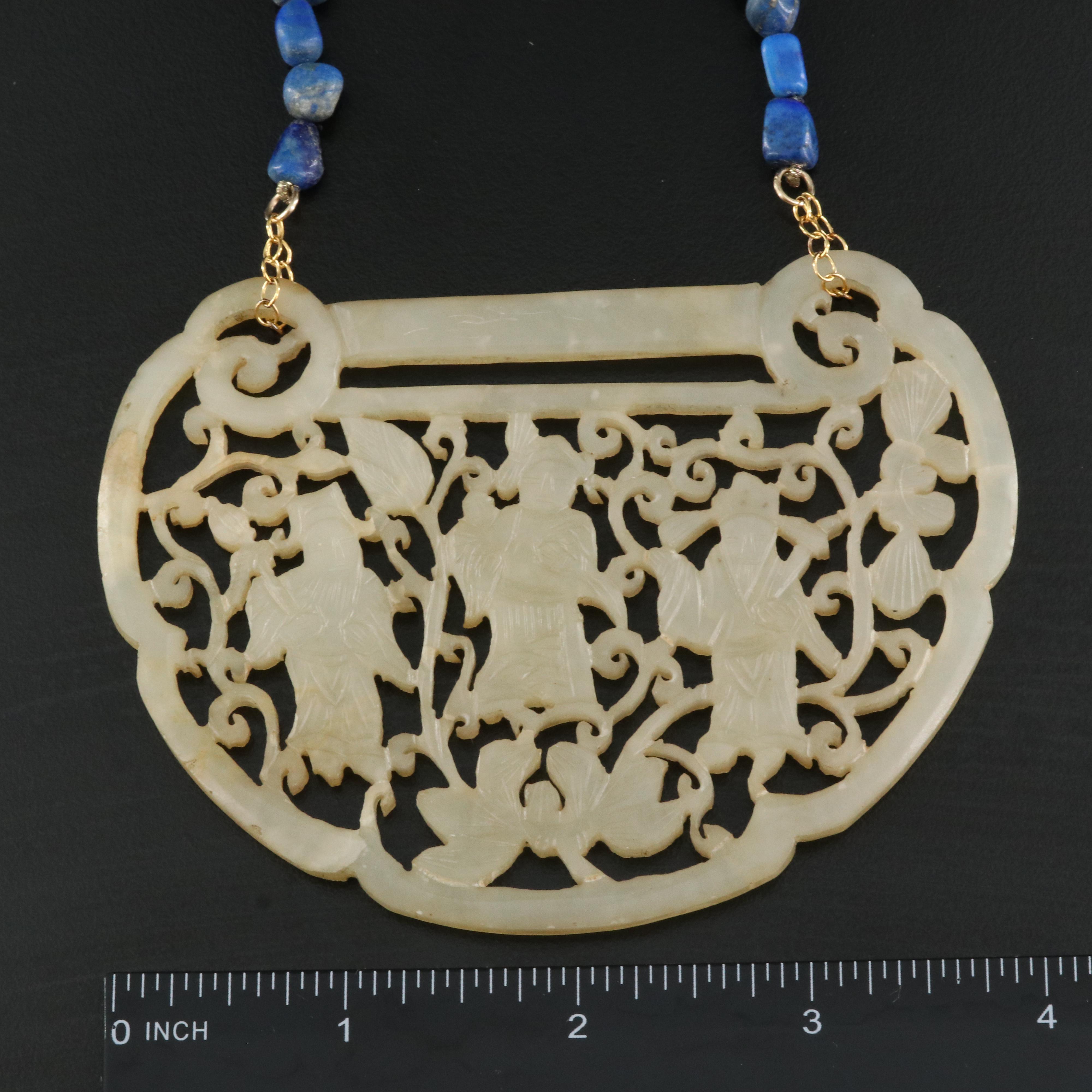 Necklace Selection with Serpentine, Sunstone Glass and Lapis Lazuli