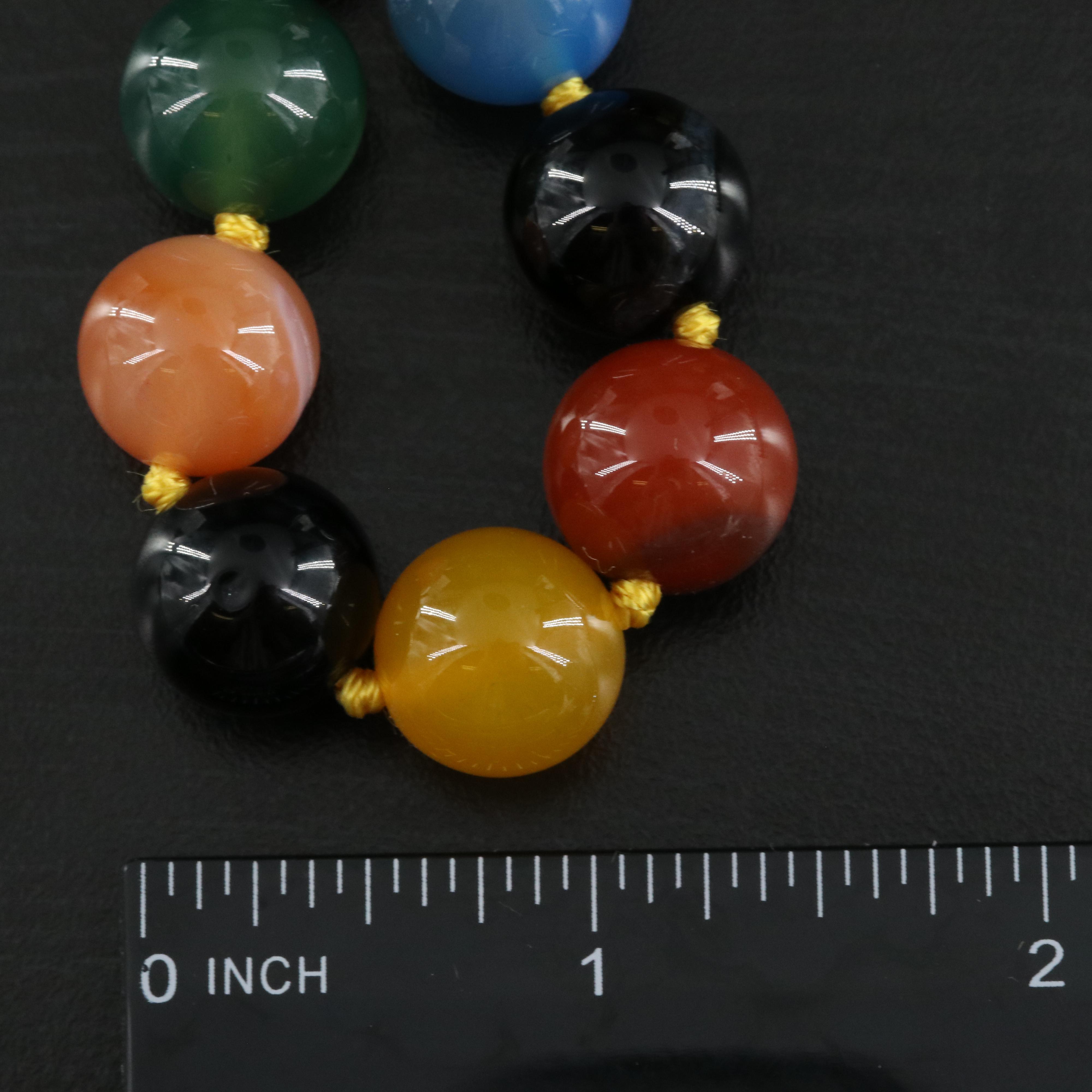 Beaded Necklace with Agate, Chalcedony and Glass