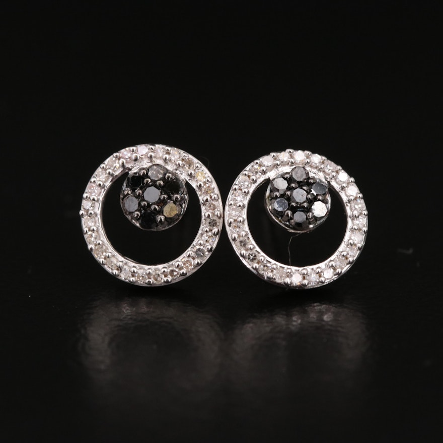 Sterling and Diamond Stud Earrings