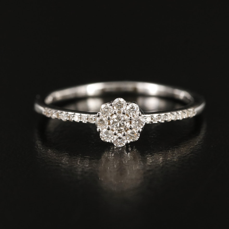 Sterling Diamond Cluster Ring