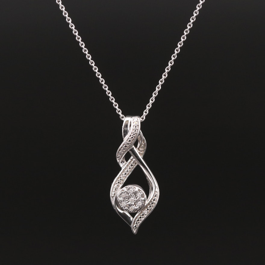 Sterling Diamond Pendant Necklace