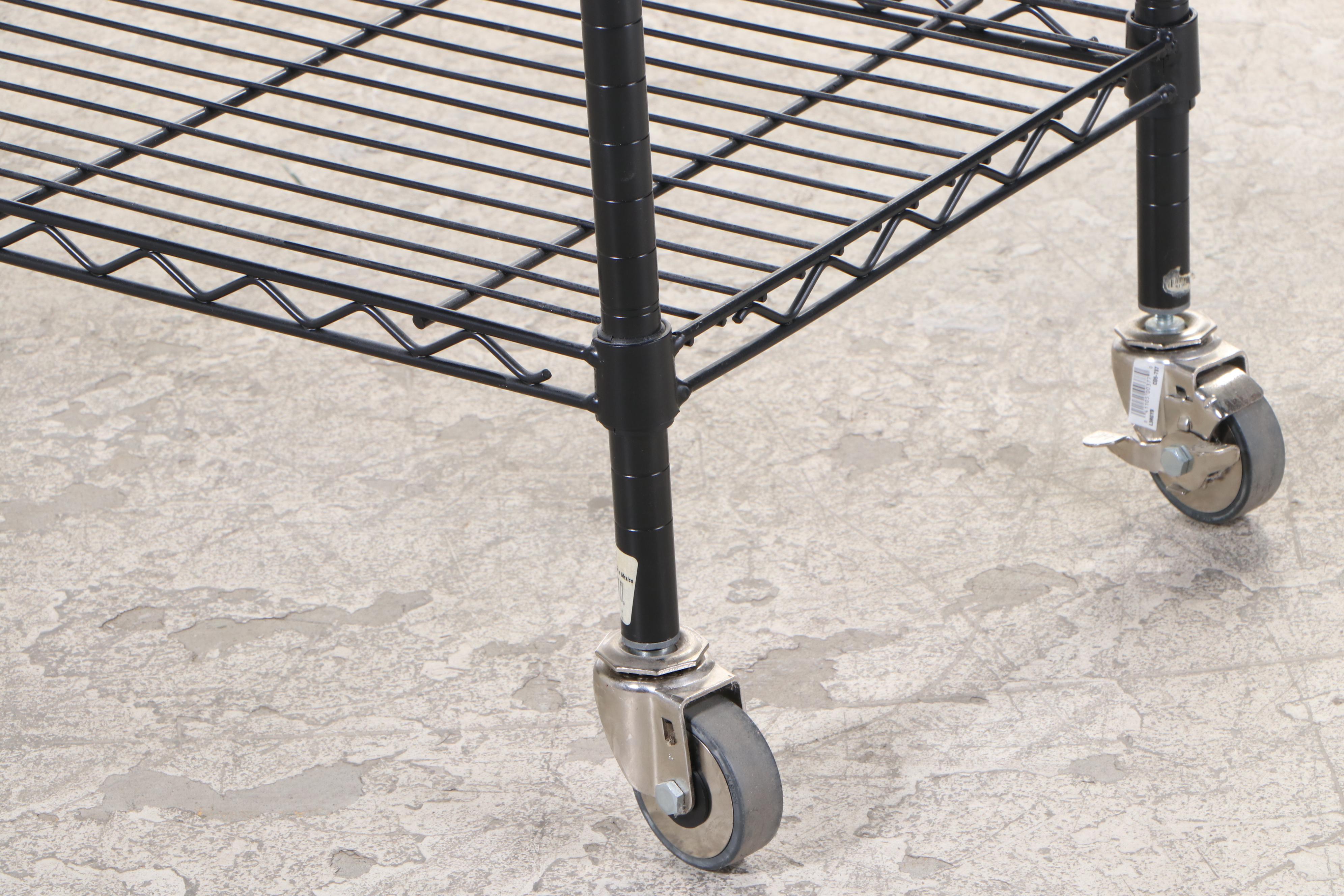 InterMetro Black Metal Rolling Shelving Rack