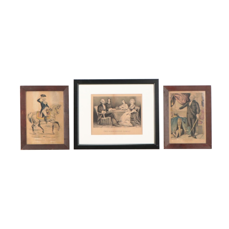 Currier & Ives Hand-Colored Lithographs of George Washington