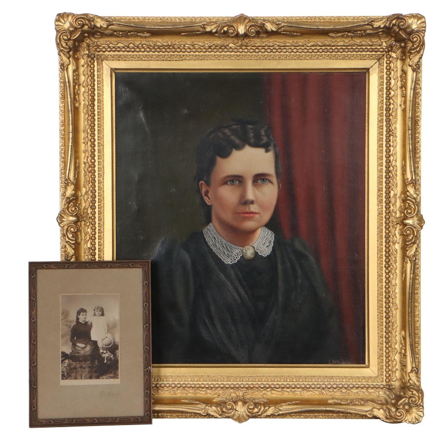 Levi Wells Prentice Portrait Oil Painting With Photograph, 1920