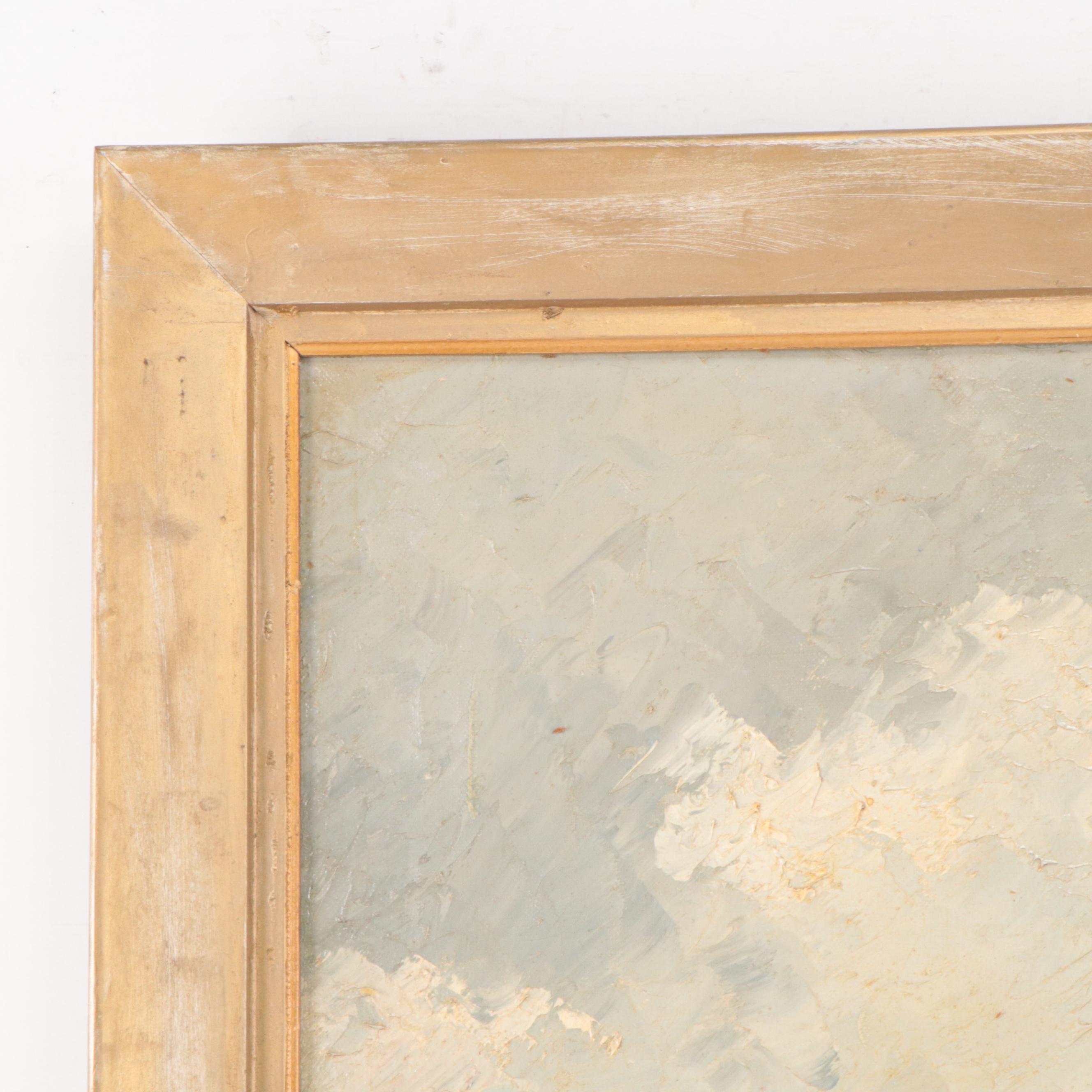 Pieter Van Schaik Jr. Oil Painting "Seascape Painting," Mid-20th Century