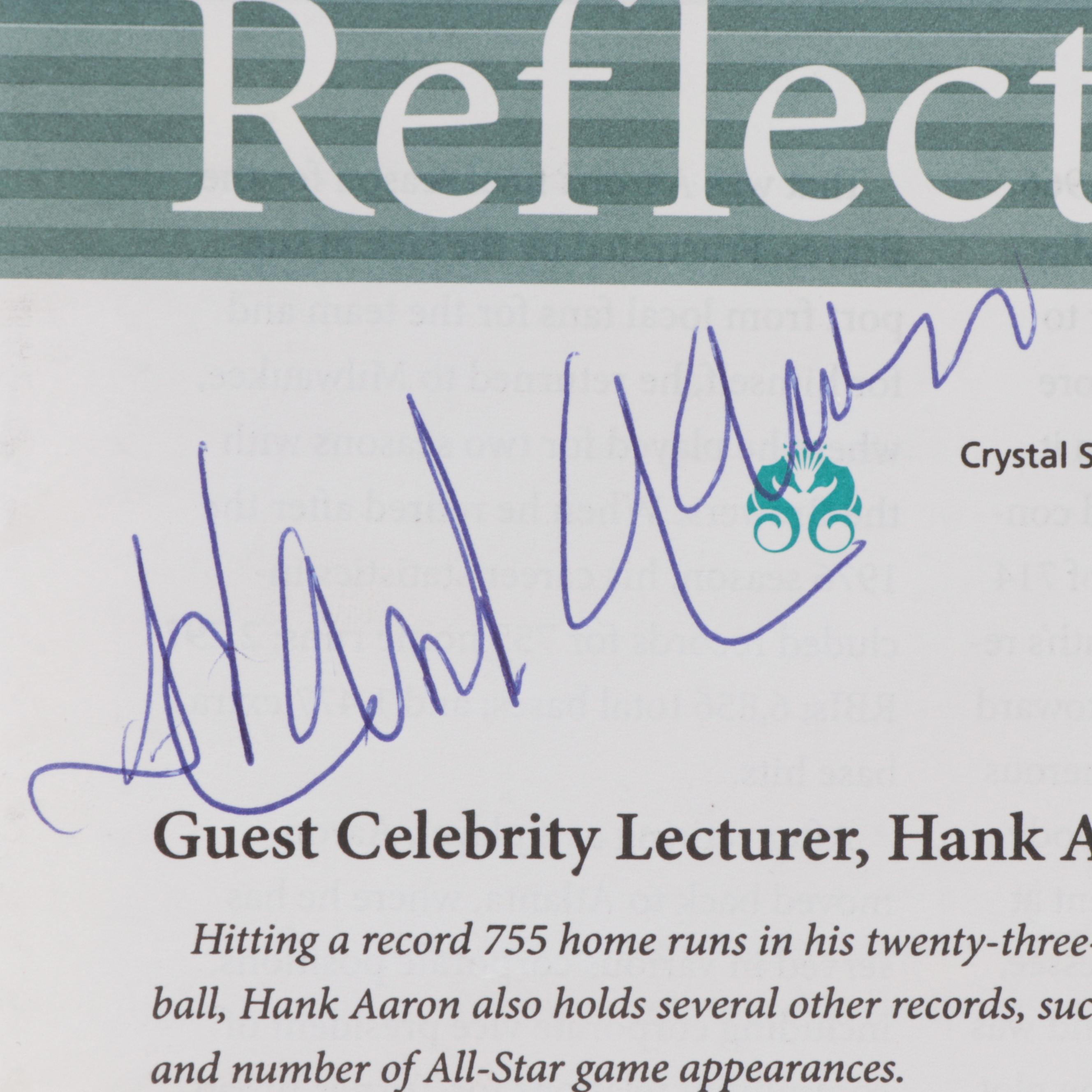 Hank Aaron Signed 755 Home Runs "Reflections" Crystal Serenity Cruise Program