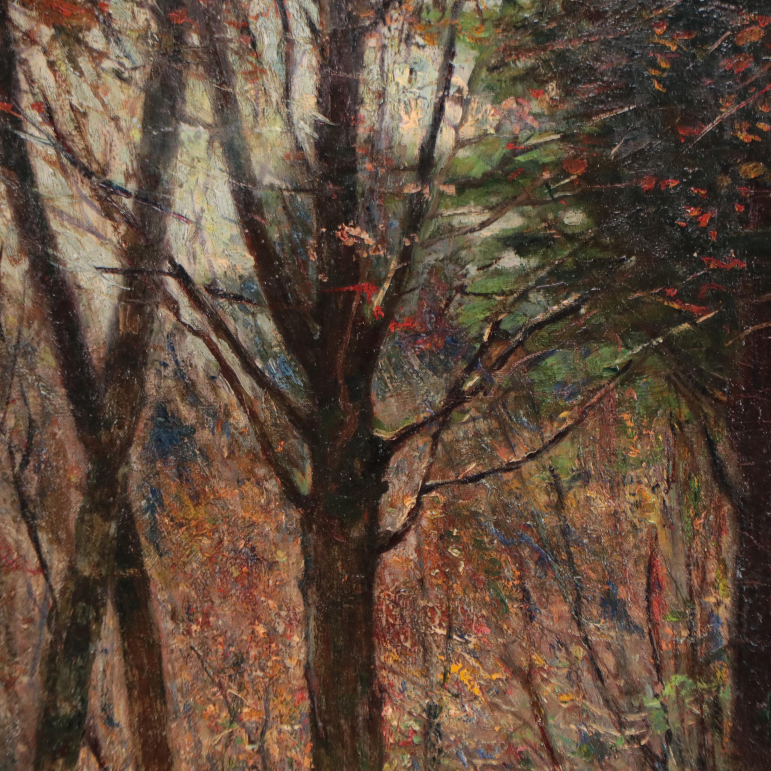 Forest Interior Oil Painting, 19th Century