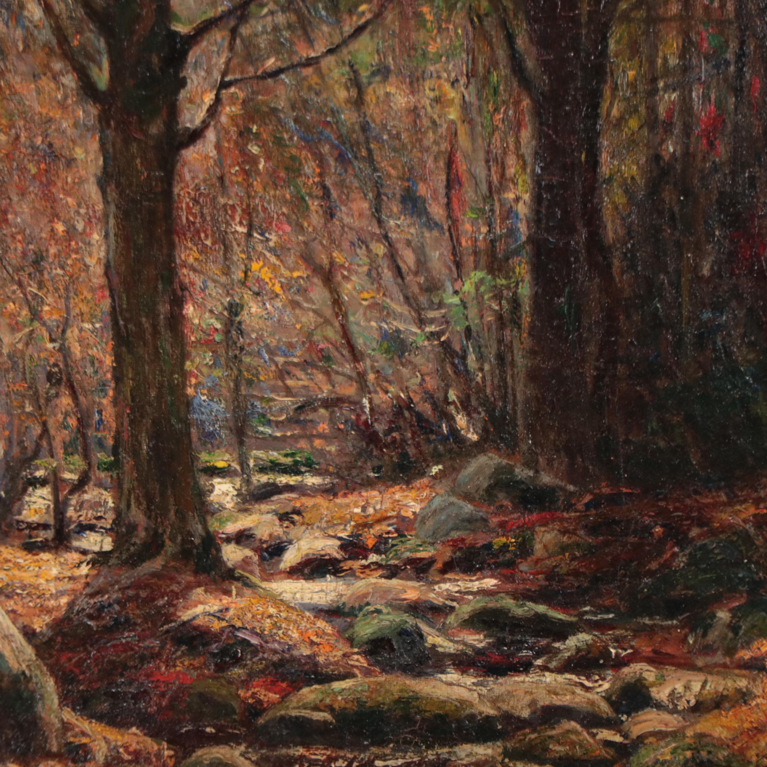 Forest Interior Oil Painting, 19th Century