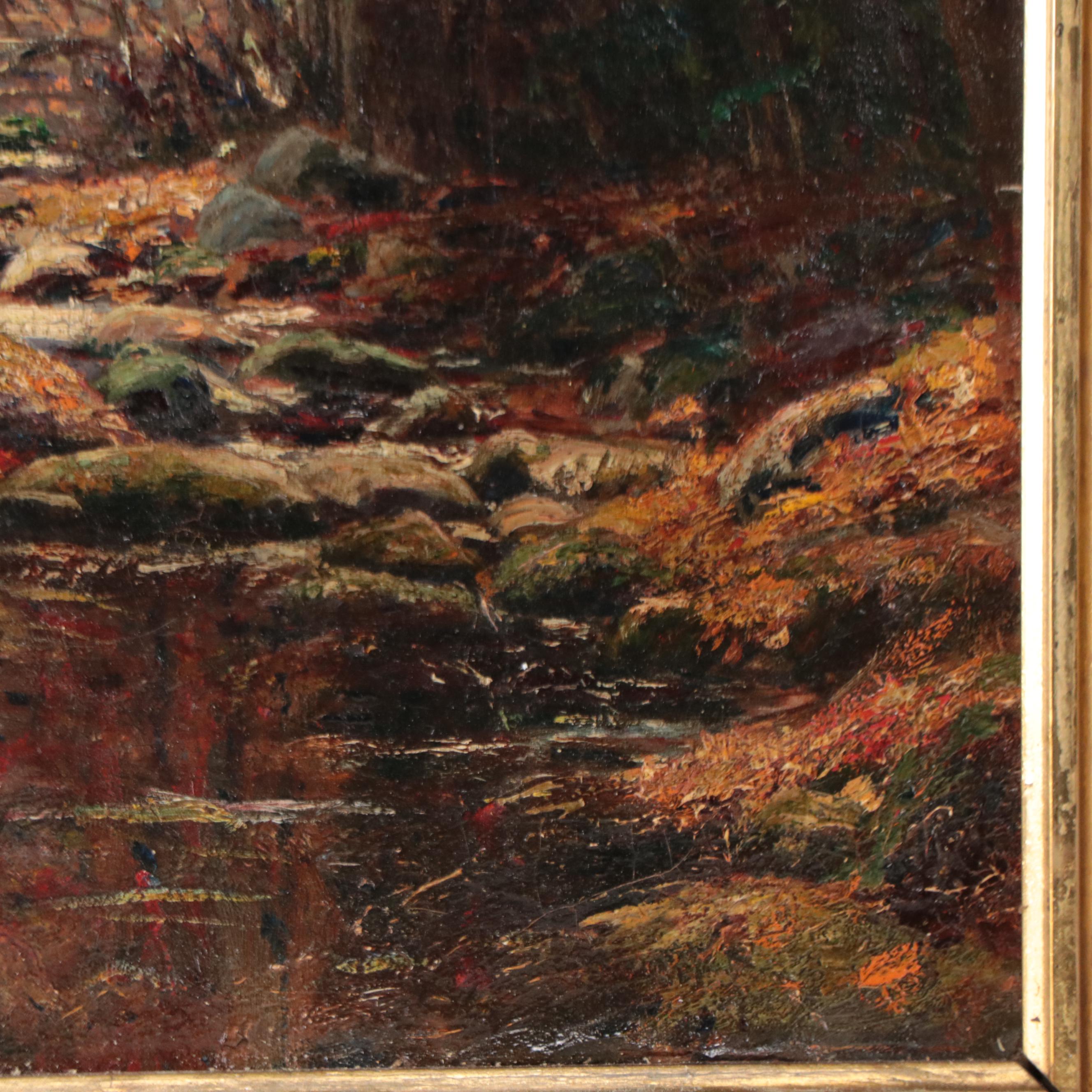 Forest Interior Oil Painting, 19th Century