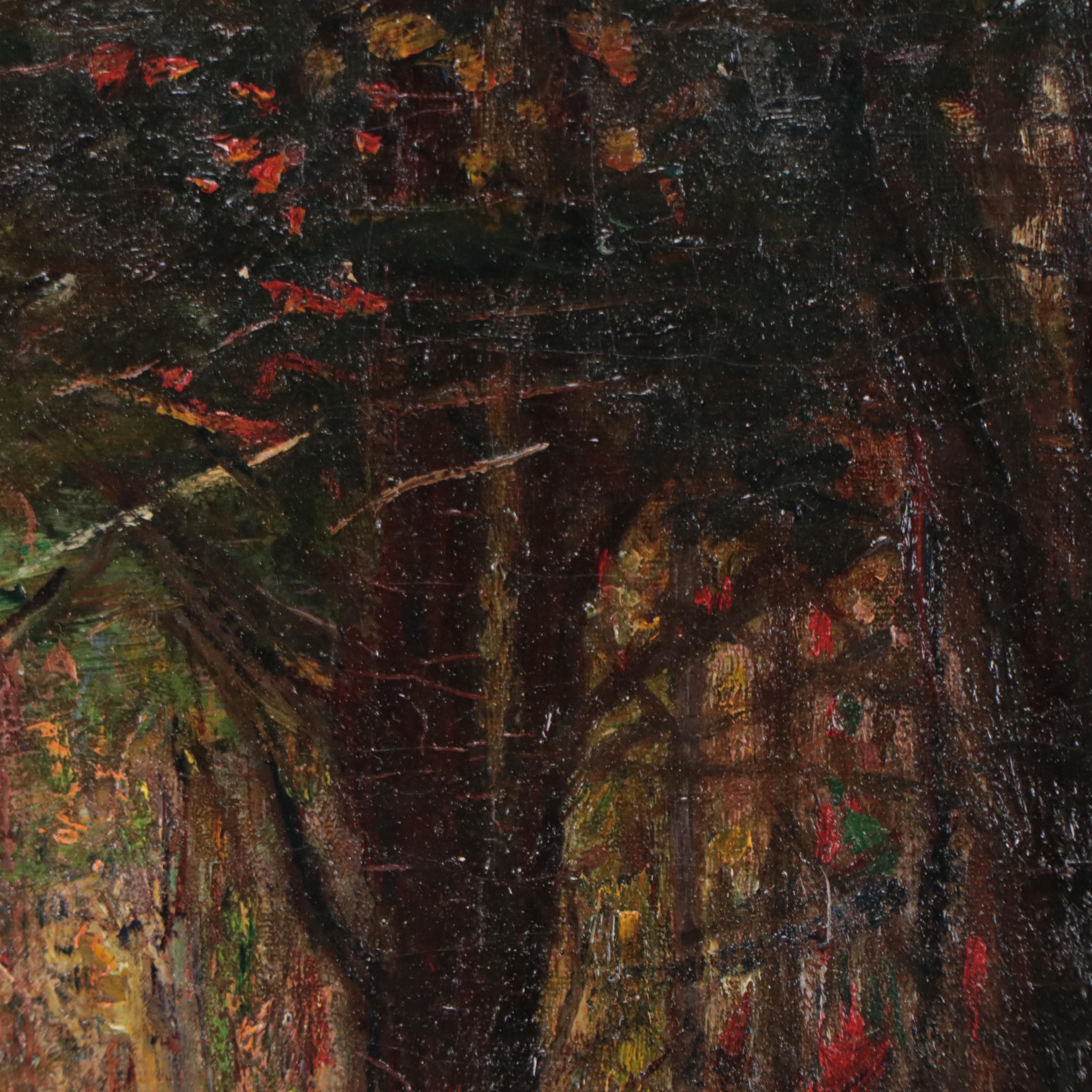 Forest Interior Oil Painting, 19th Century