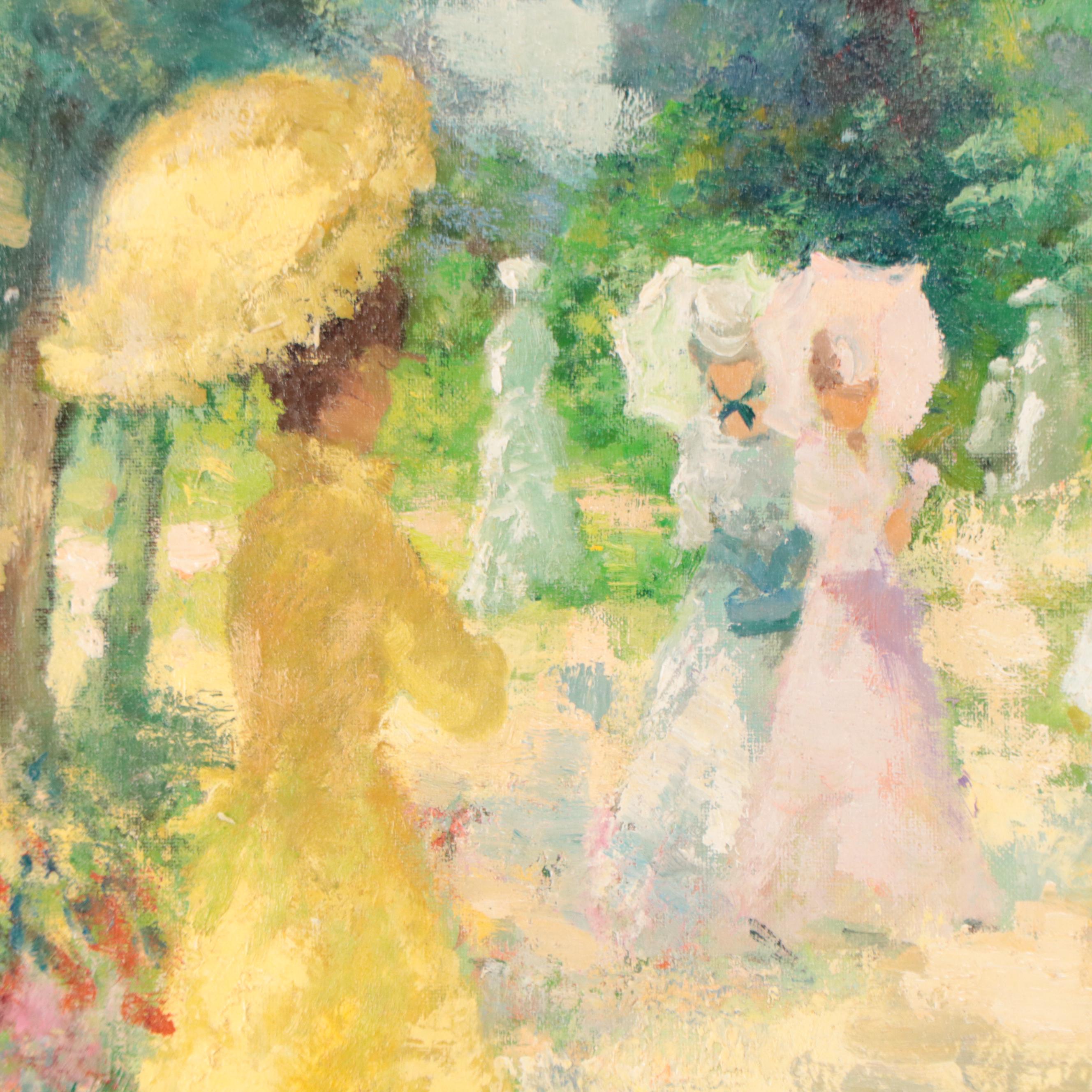 Marguerite Aers Impressionist Style Oil Painting of Park Scene