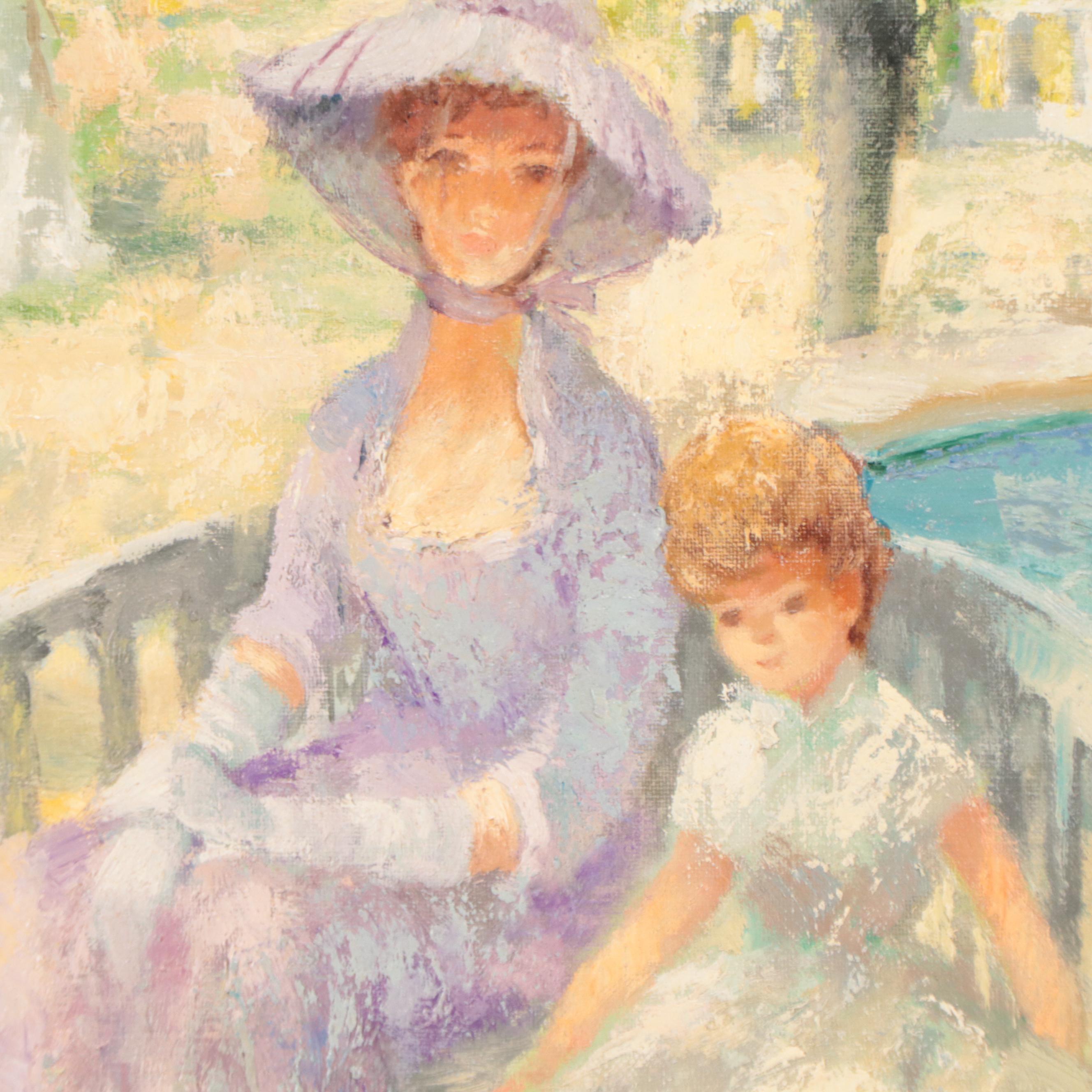 Marguerite Aers Impressionist Style Oil Painting of Park Scene