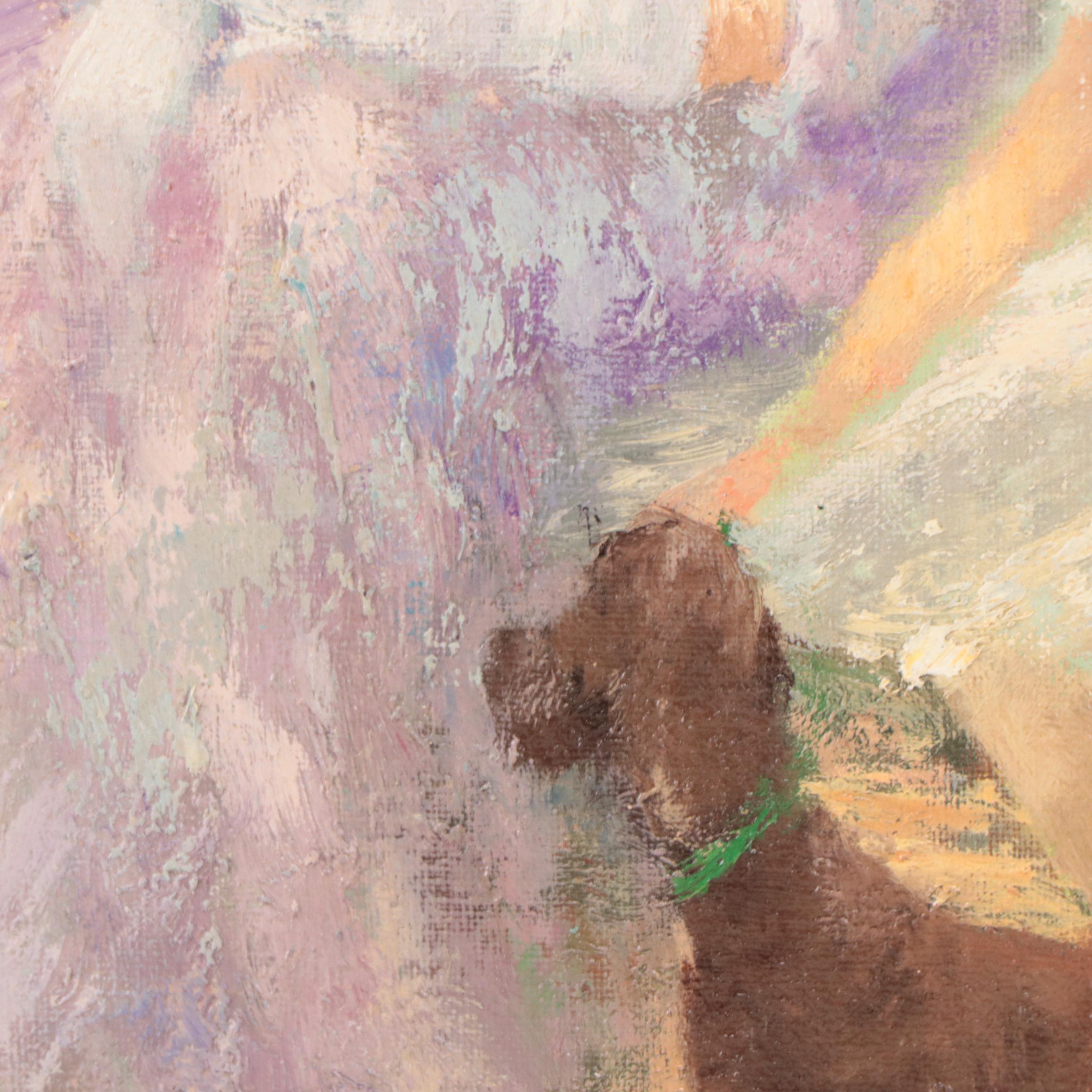 Marguerite Aers Impressionist Style Oil Painting of Park Scene