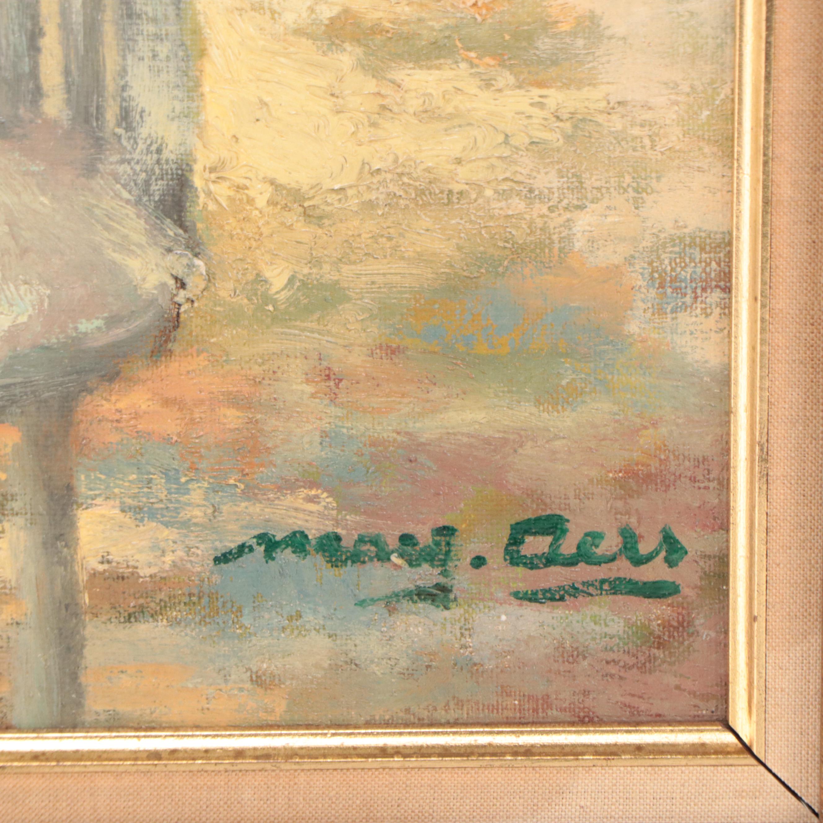 Marguerite Aers Impressionist Style Oil Painting of Park Scene