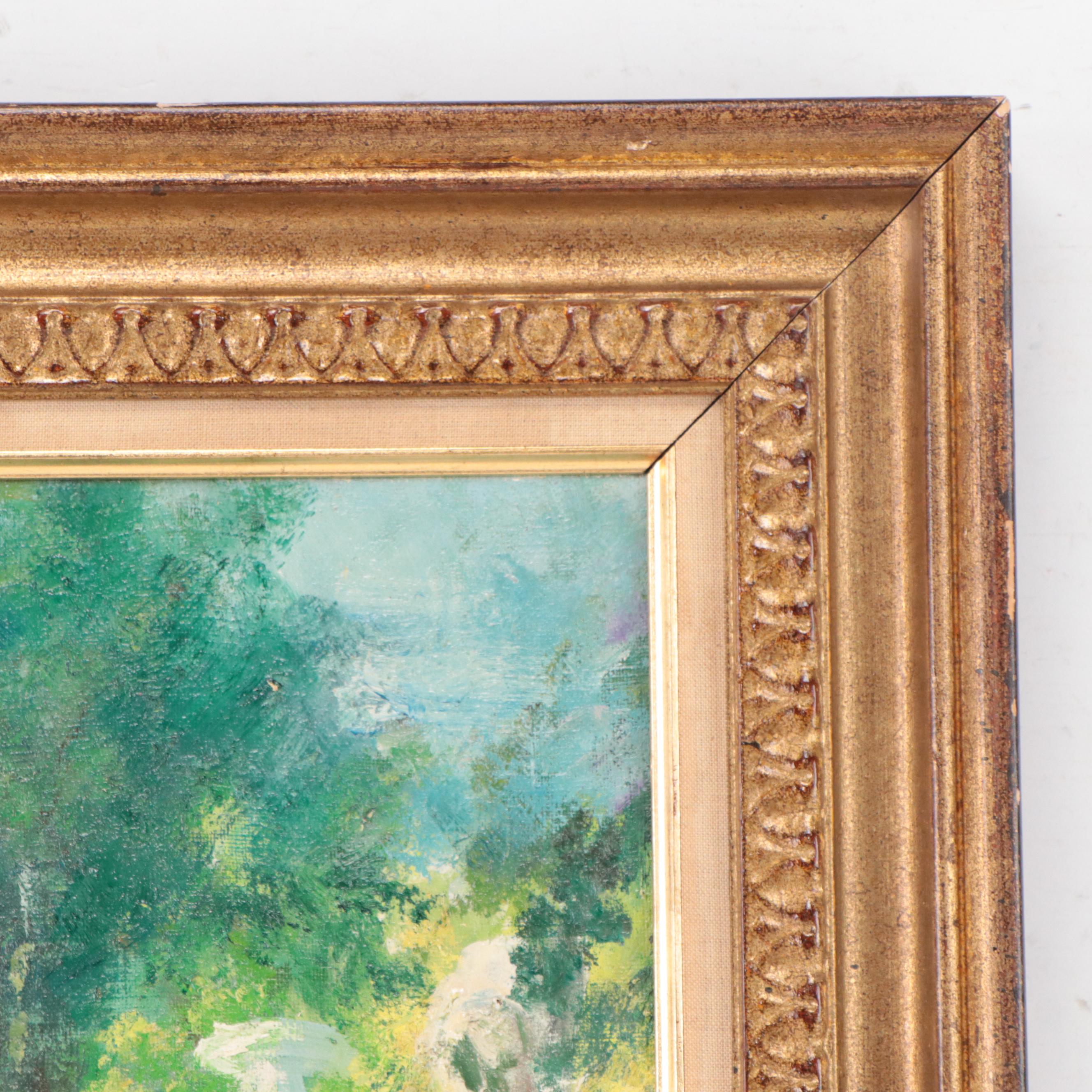 Marguerite Aers Impressionist Style Oil Painting of Park Scene