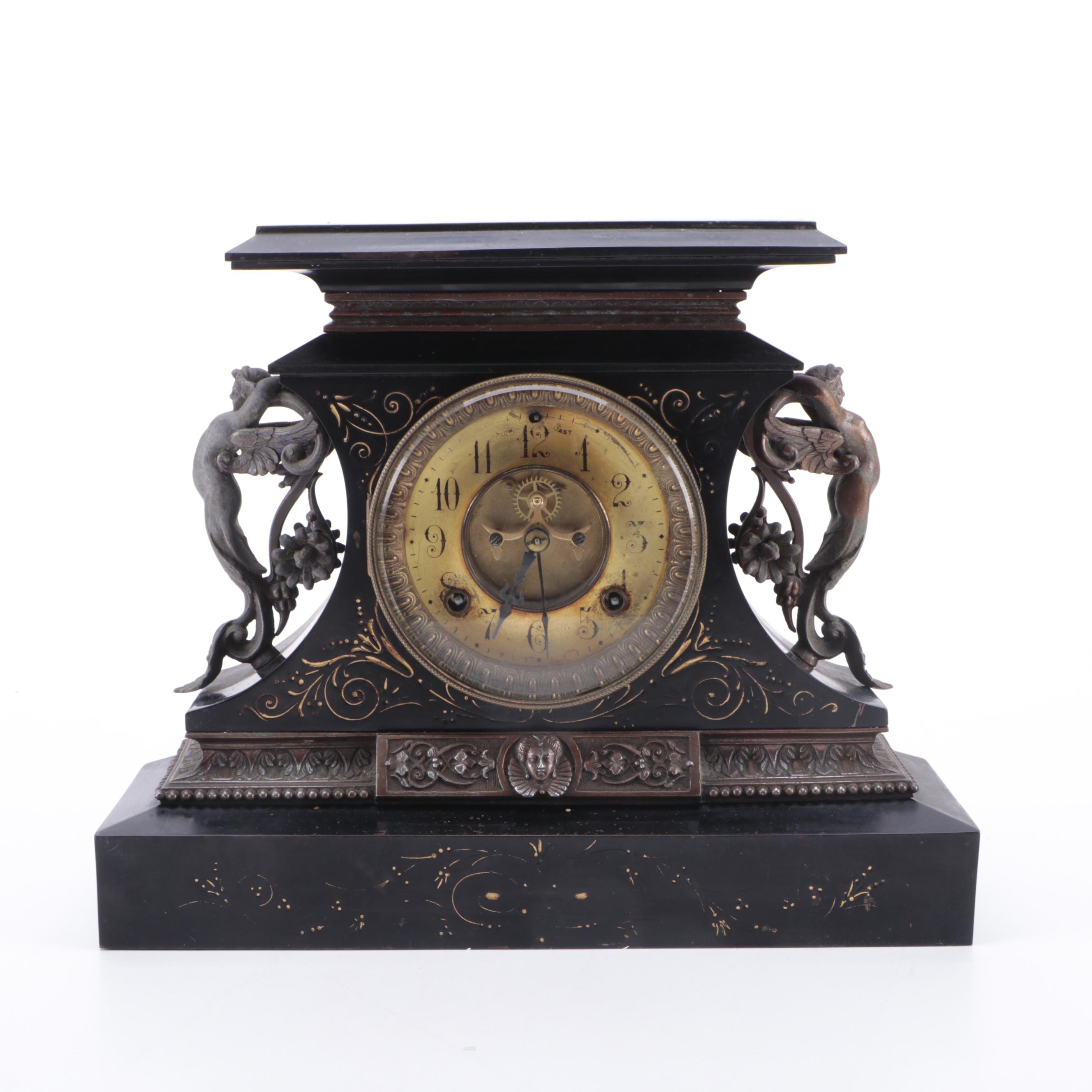 Ansonia Clock Co."Rosalind" Cast Iron Mantel Clock, Late 19th Century
