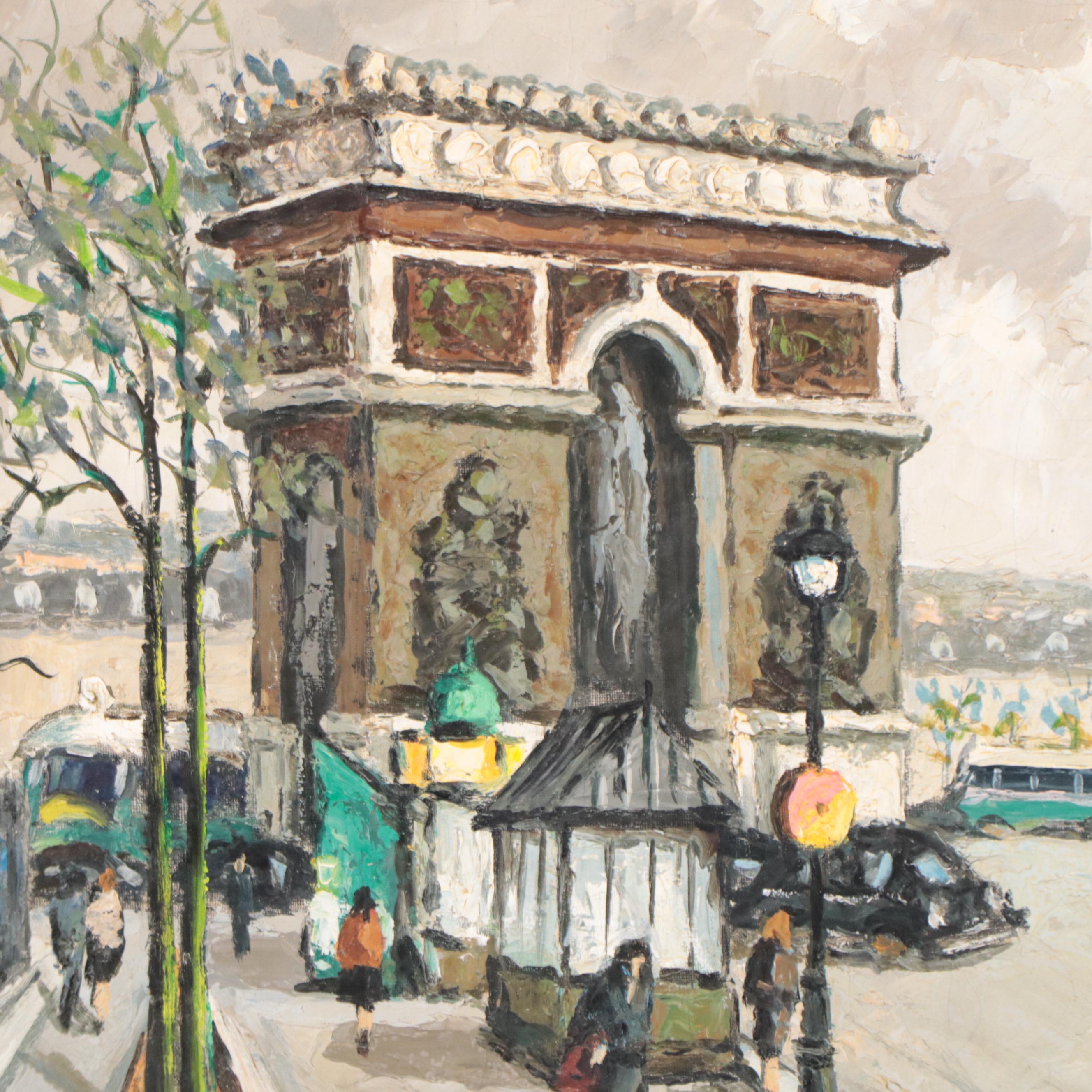 Charles Vaniscottes Oil Painting "Arc de Triomphe, Paris," Late 20th Century