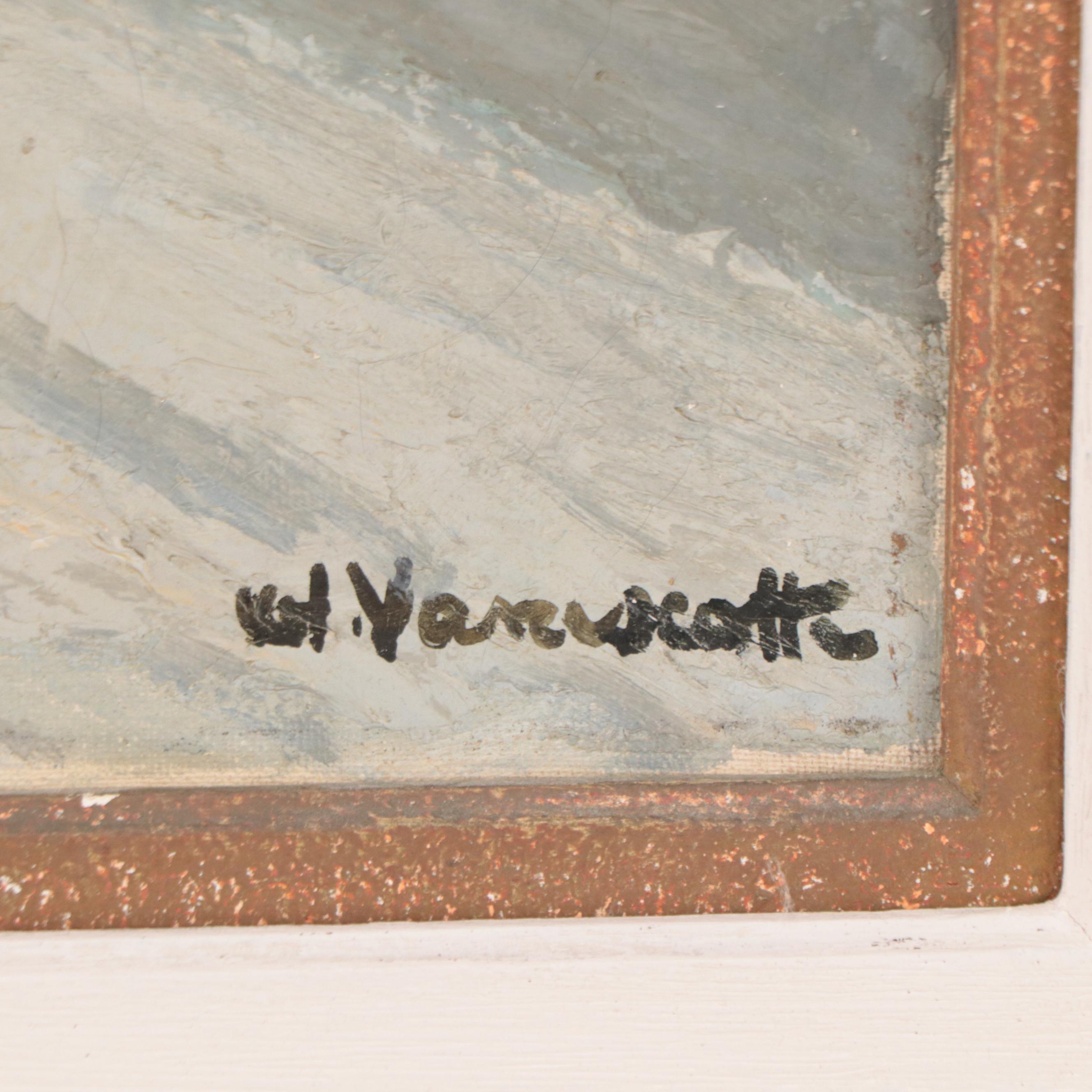 Charles Vaniscottes Oil Painting "Arc de Triomphe, Paris," Late 20th Century