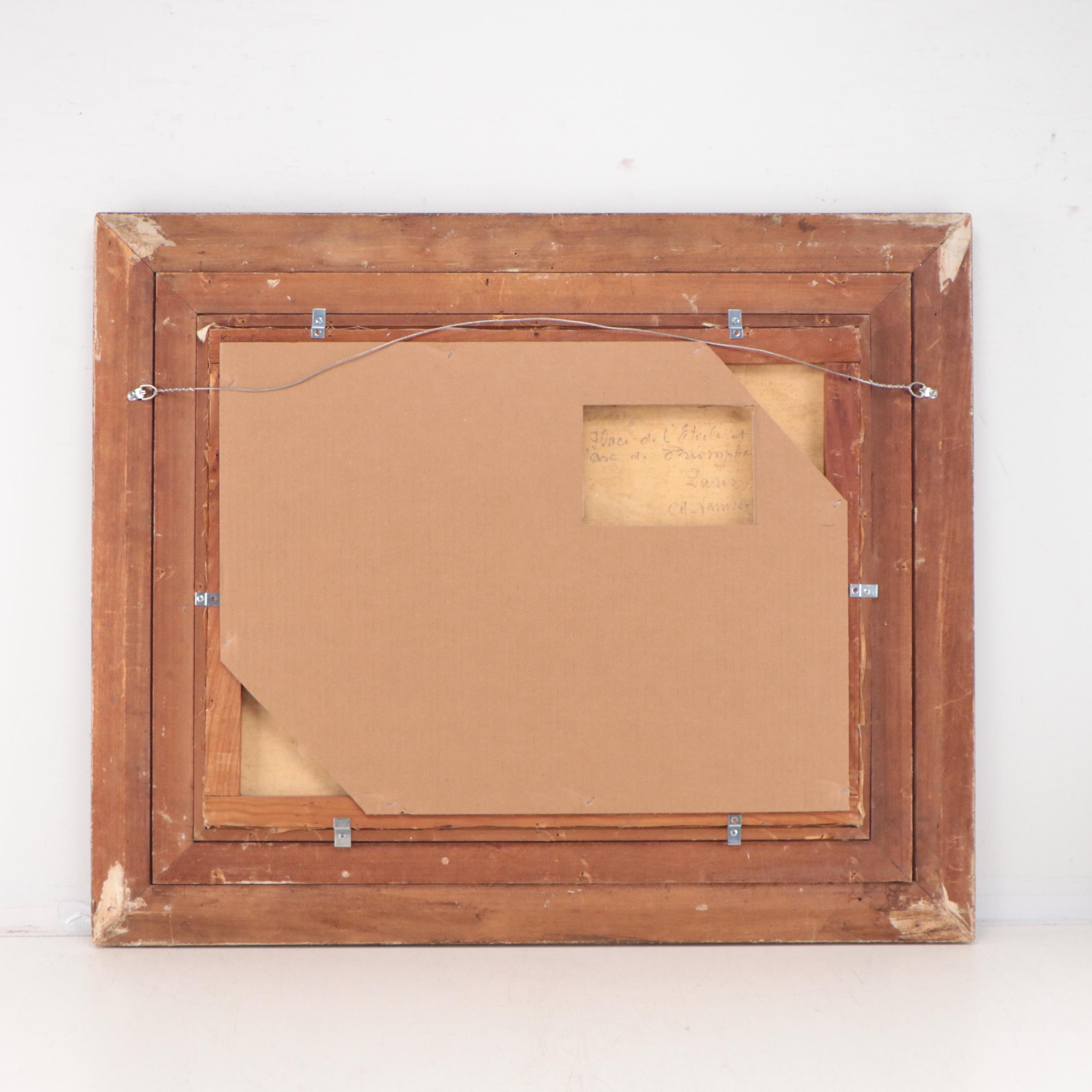 Charles Vaniscottes Oil Painting "Arc de Triomphe, Paris," Late 20th Century