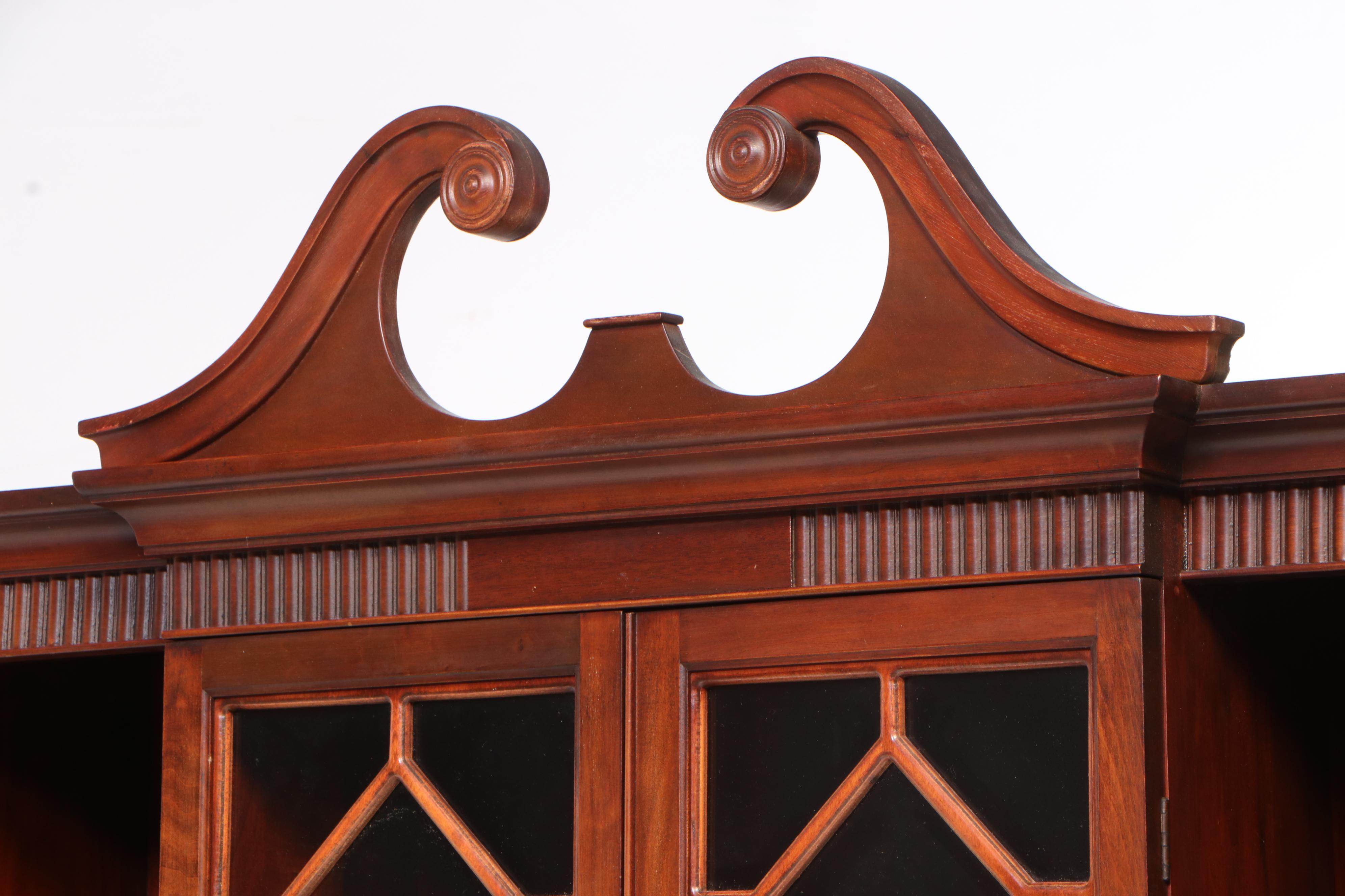 George III Style Mahogany Breakfront Secretary Desk, 1940s