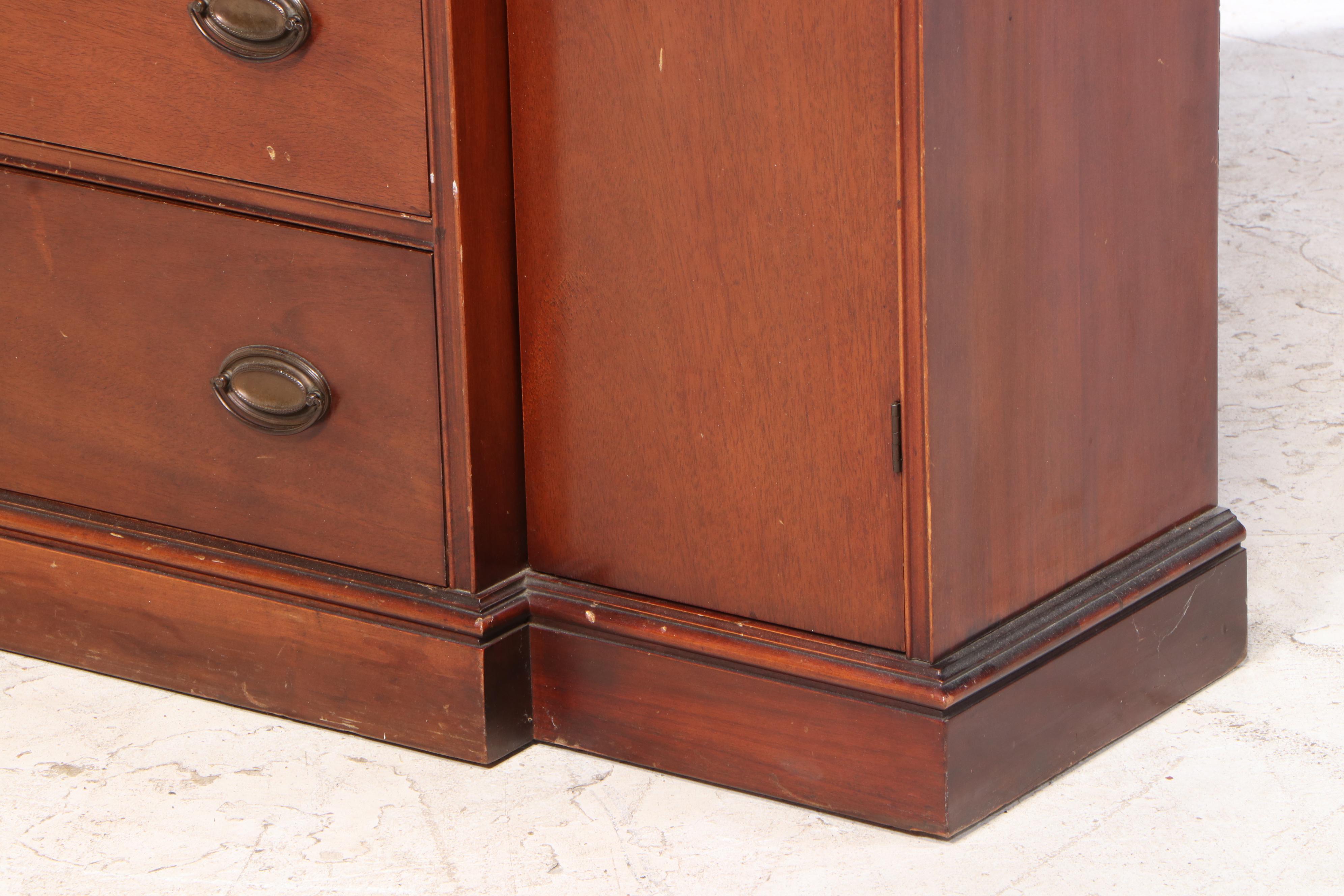 George III Style Mahogany Breakfront Secretary Desk, 1940s