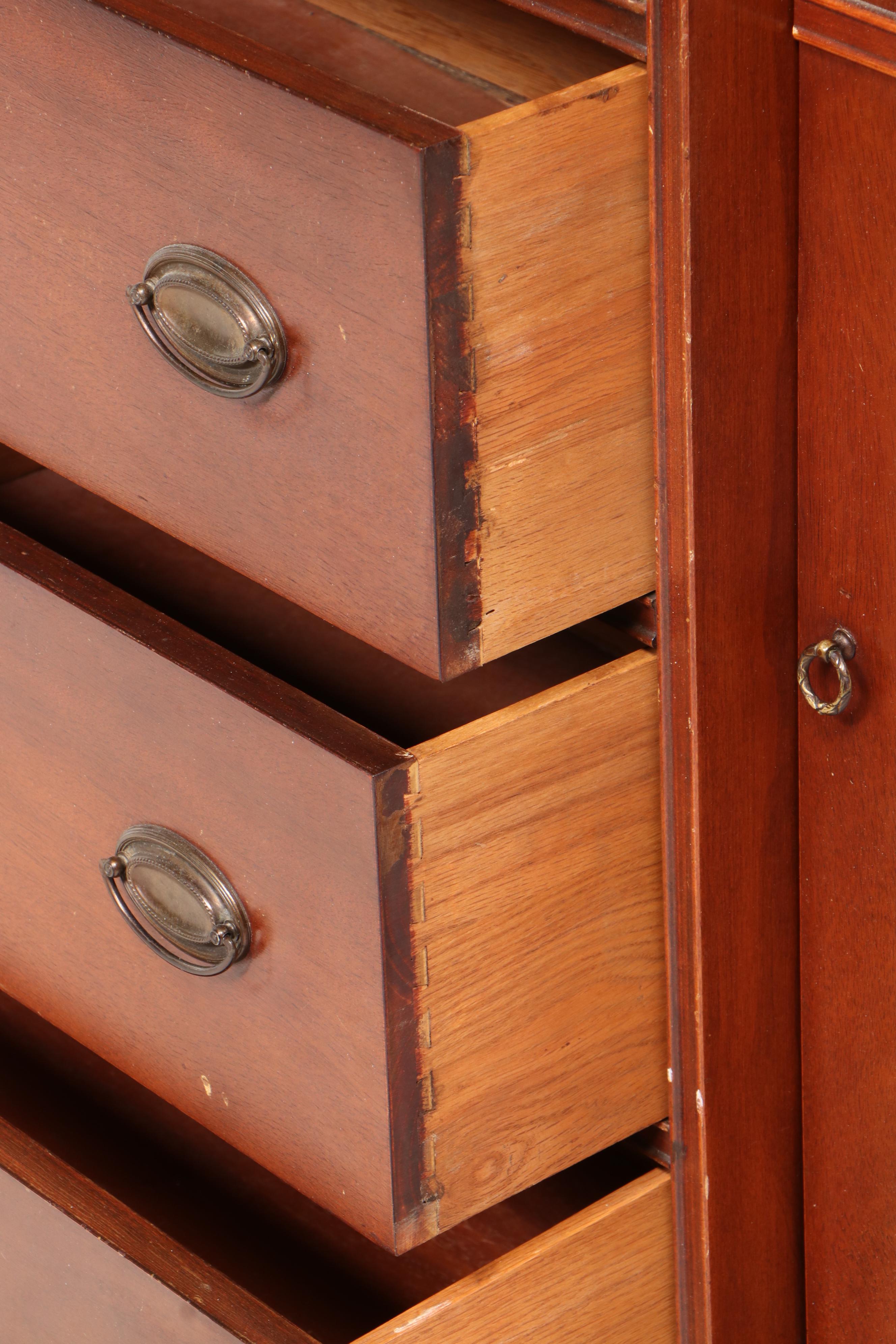 George III Style Mahogany Breakfront Secretary Desk, 1940s