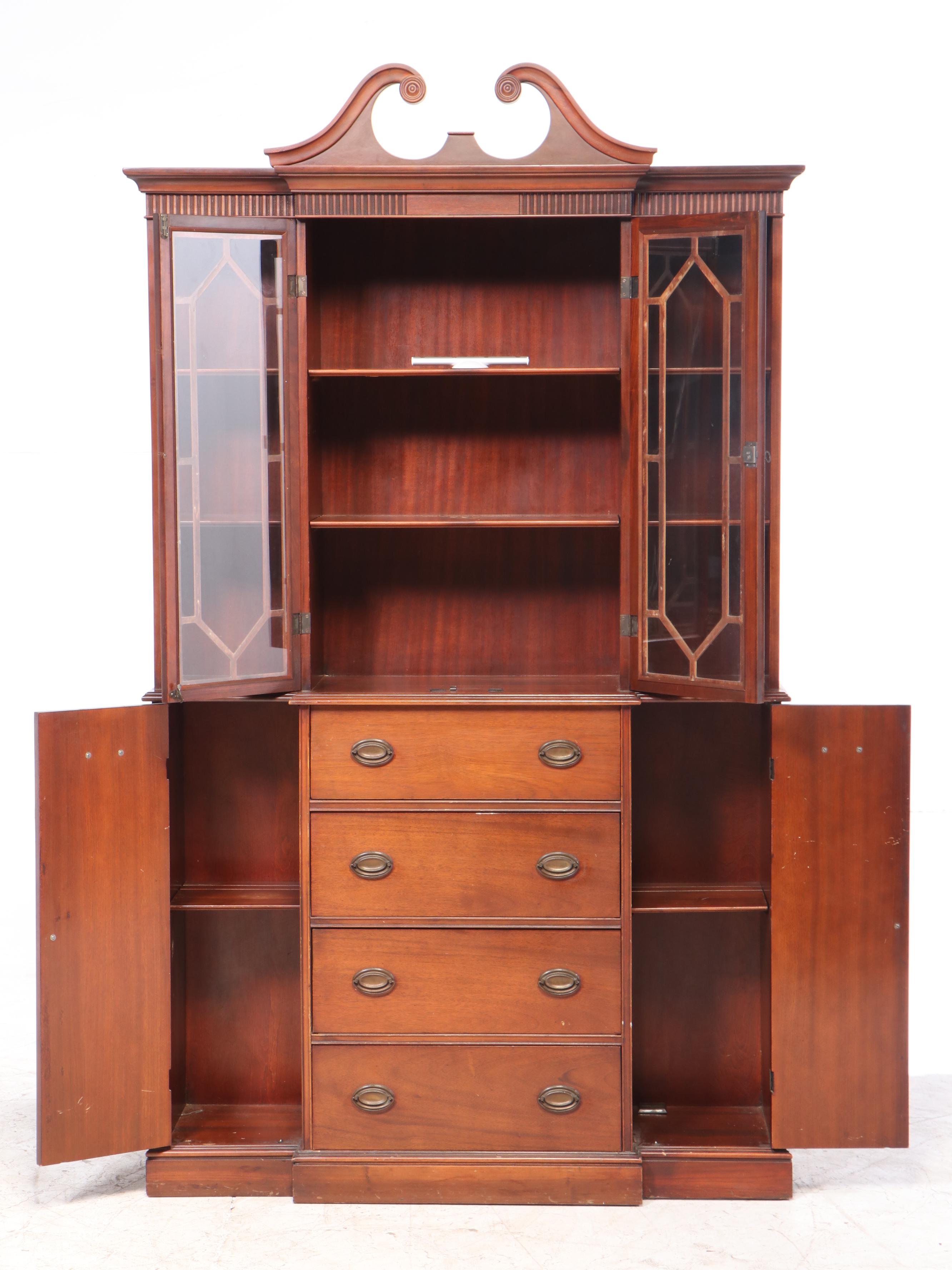 George III Style Mahogany Breakfront Secretary Desk, 1940s