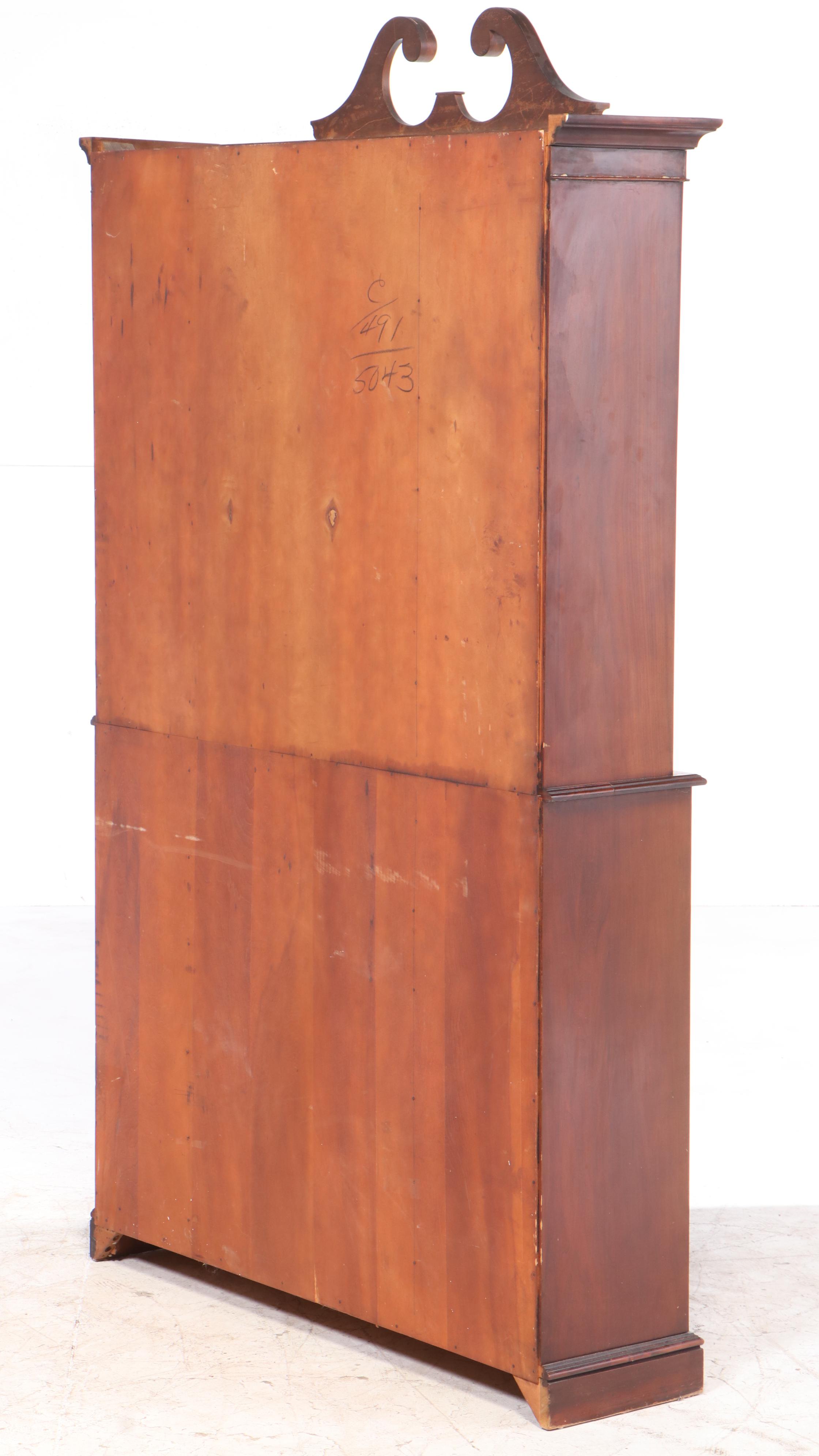 George III Style Mahogany Breakfront Secretary Desk, 1940s