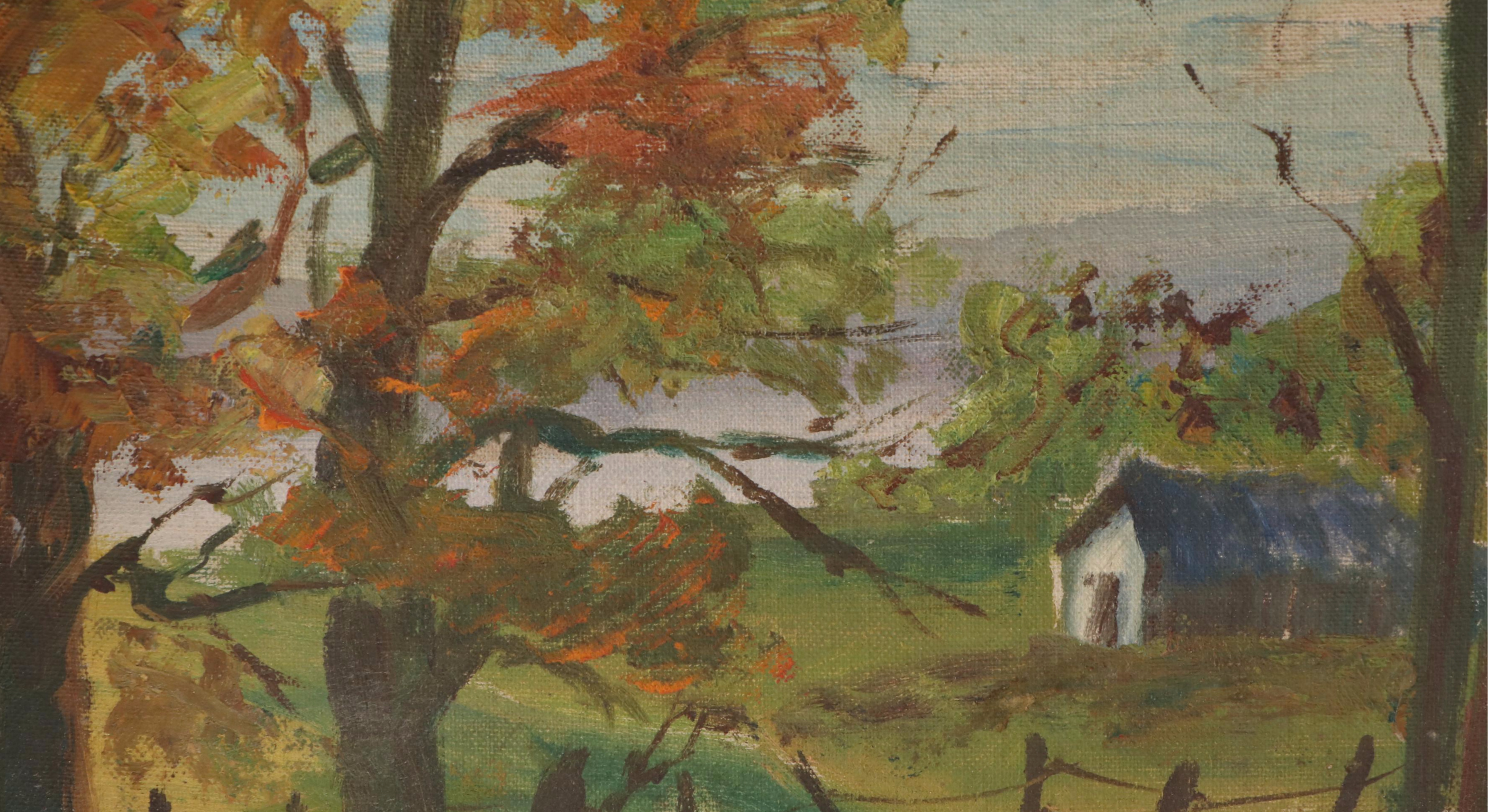 Fall and Winter Landscape Oil Paintings, Late 20th Century