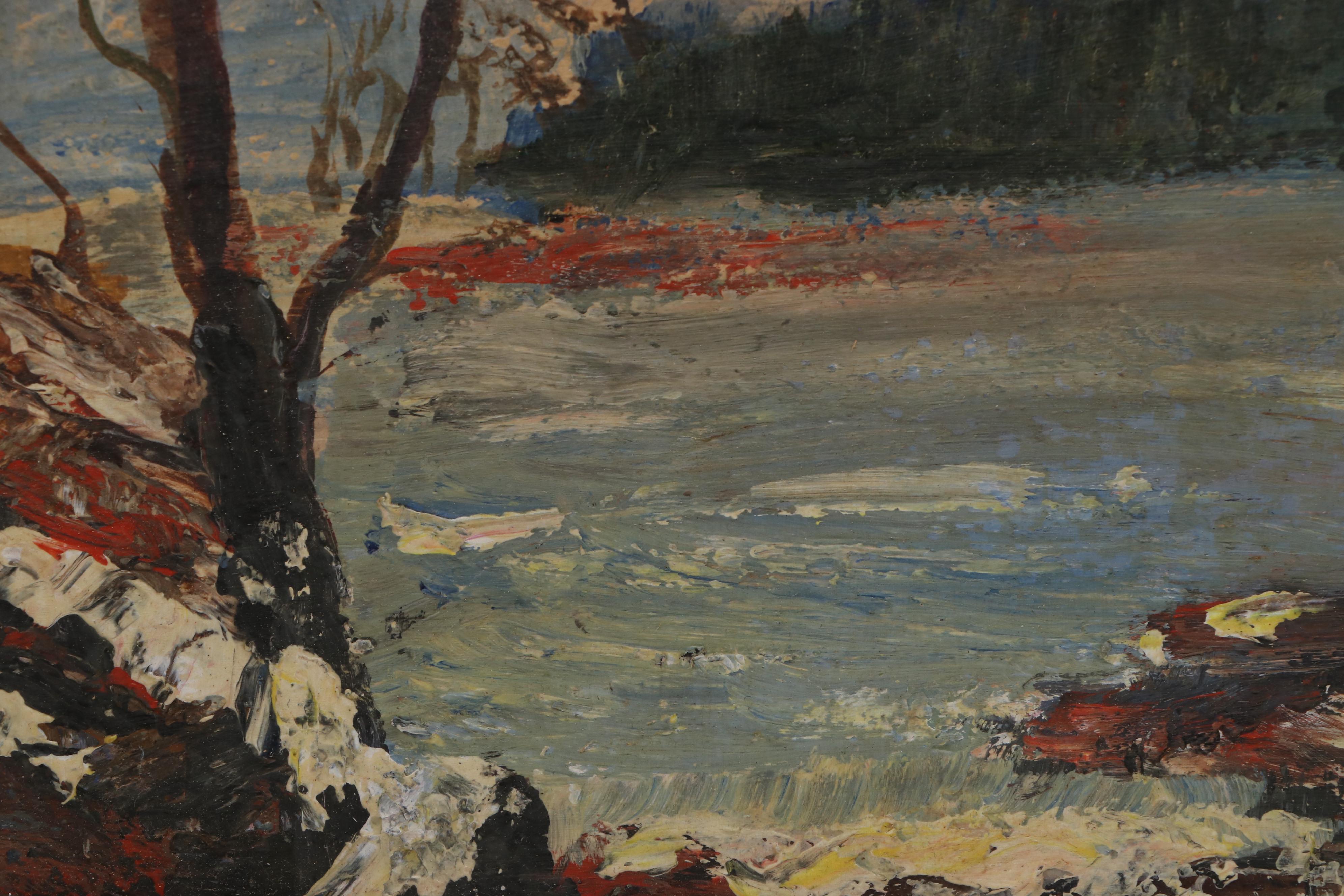 Fall and Winter Landscape Oil Paintings, Late 20th Century