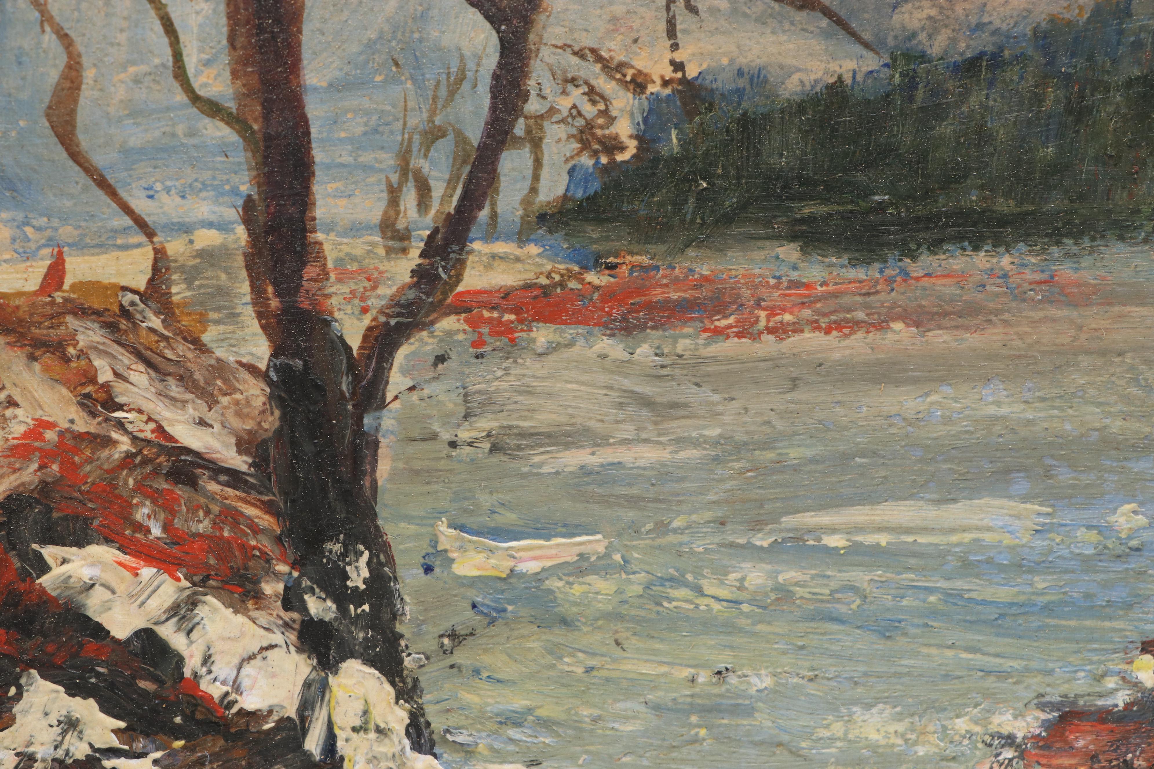 Fall and Winter Landscape Oil Paintings, Late 20th Century