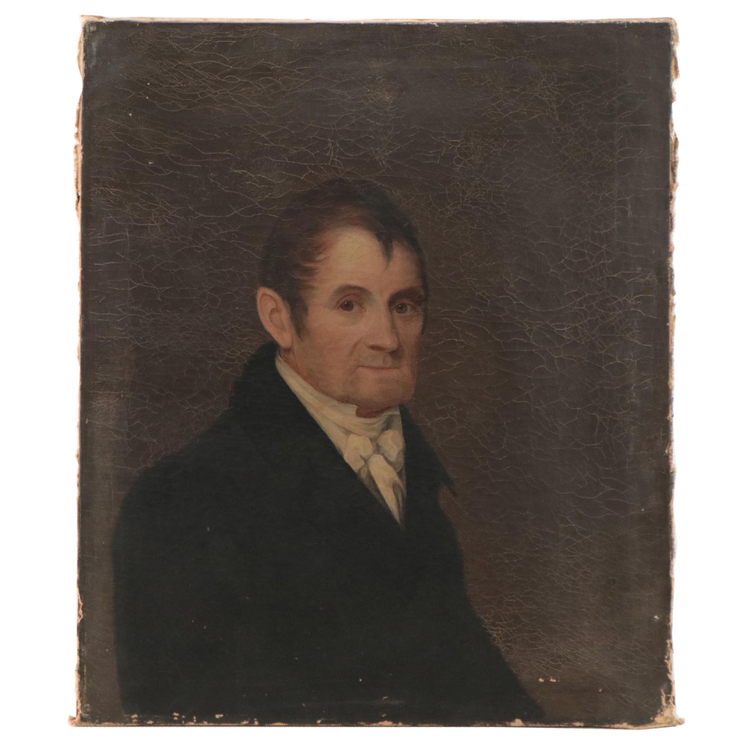 Portrait Oil Painting of a Gentleman with Child Portrait to Verso, 19th Century