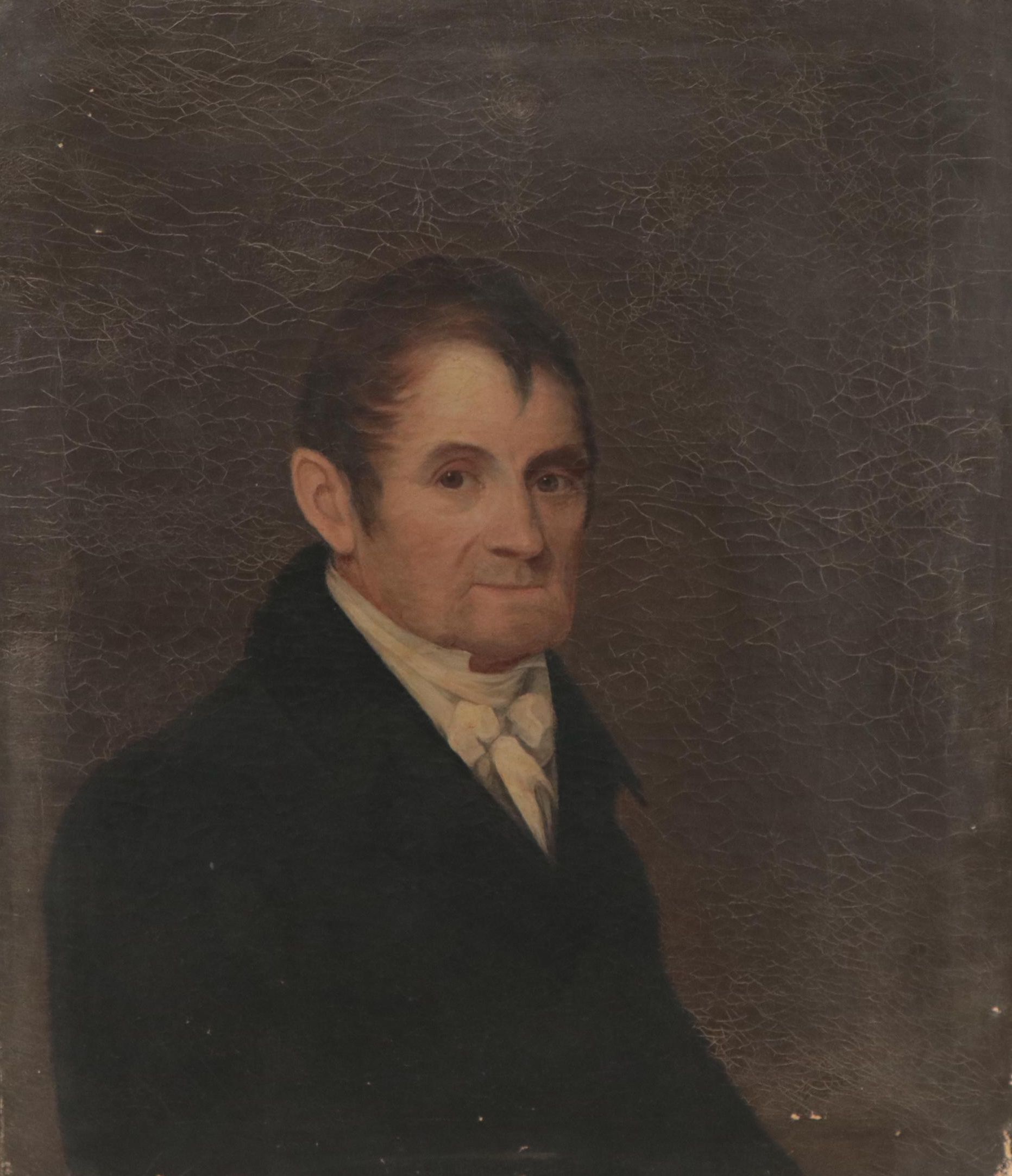 Portrait Oil Painting of a Gentleman with Child Portrait to Verso, 19th Century