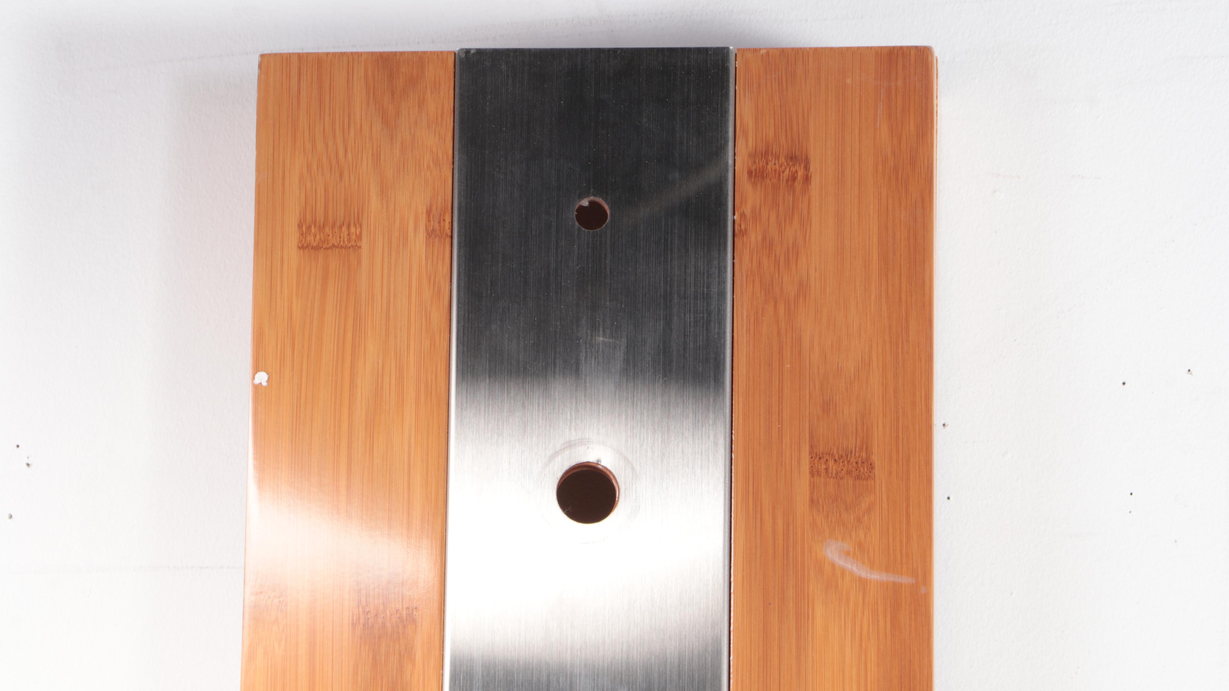 Bamboo and Stainless Outdoor Shower With Linear Shower Drain