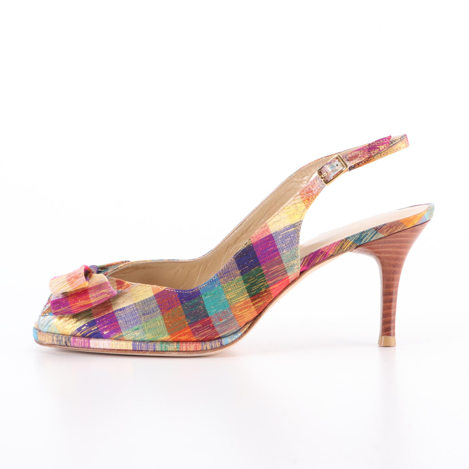 Stuart Weitzman Woven Sandals and Madras Slingbacks