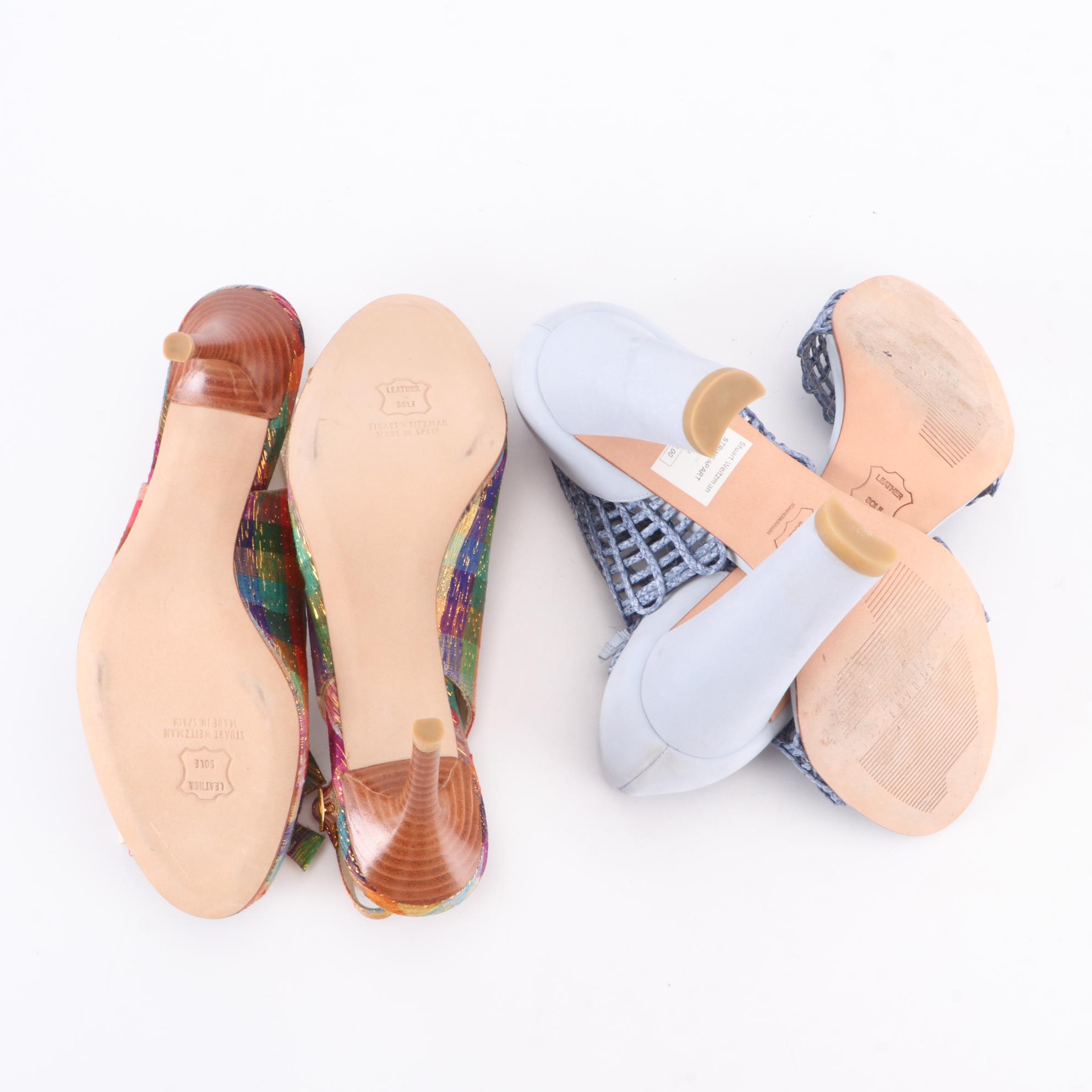 Stuart Weitzman Woven Sandals and Madras Slingbacks