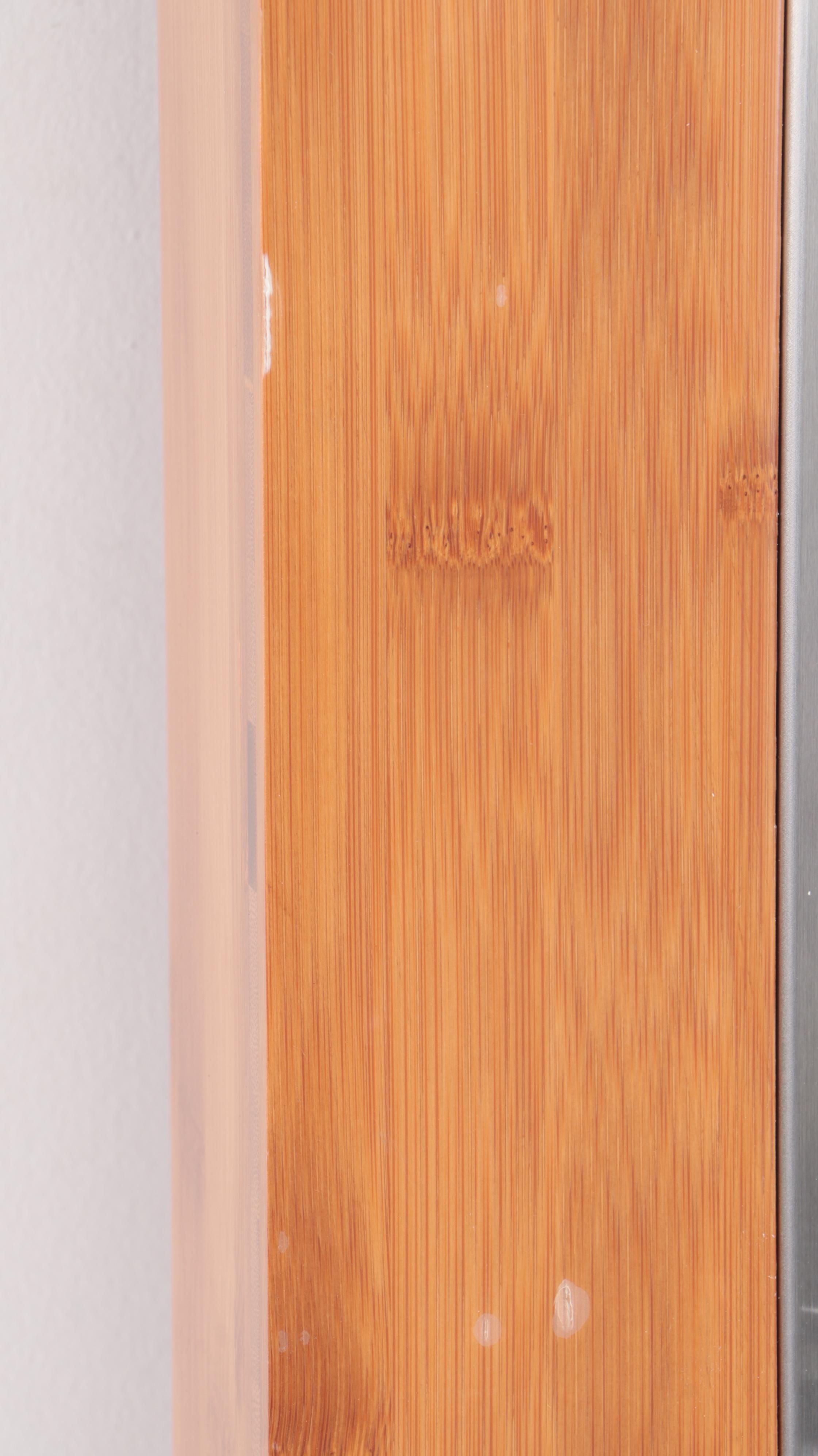 Bamboo and Stainless Outdoor Shower With Linear Shower Drain