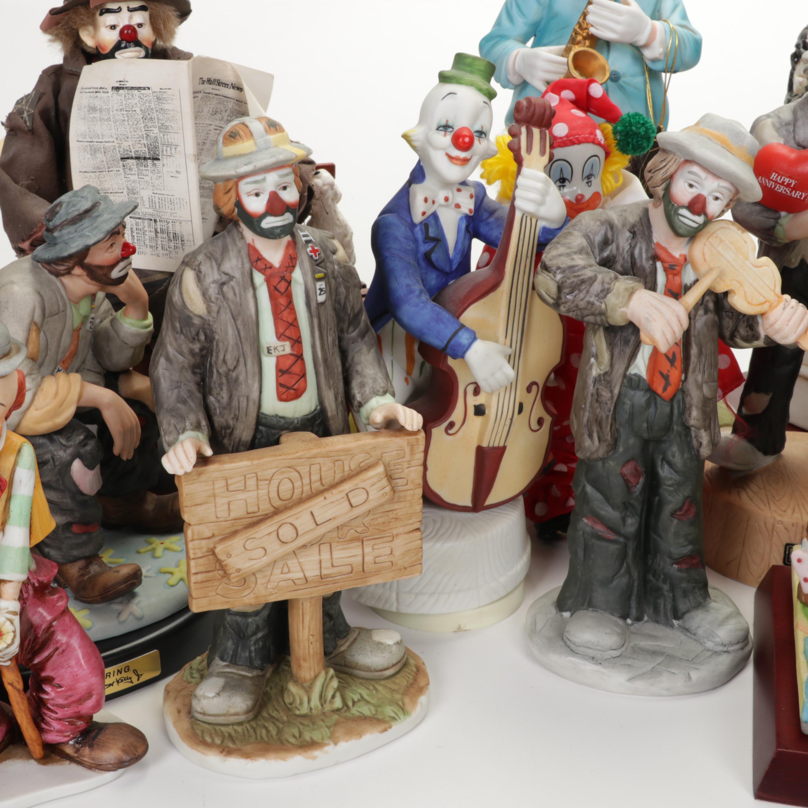 Flambro "The Emmett Kelly Jr." Collection and Other Clown Figurines and Décor